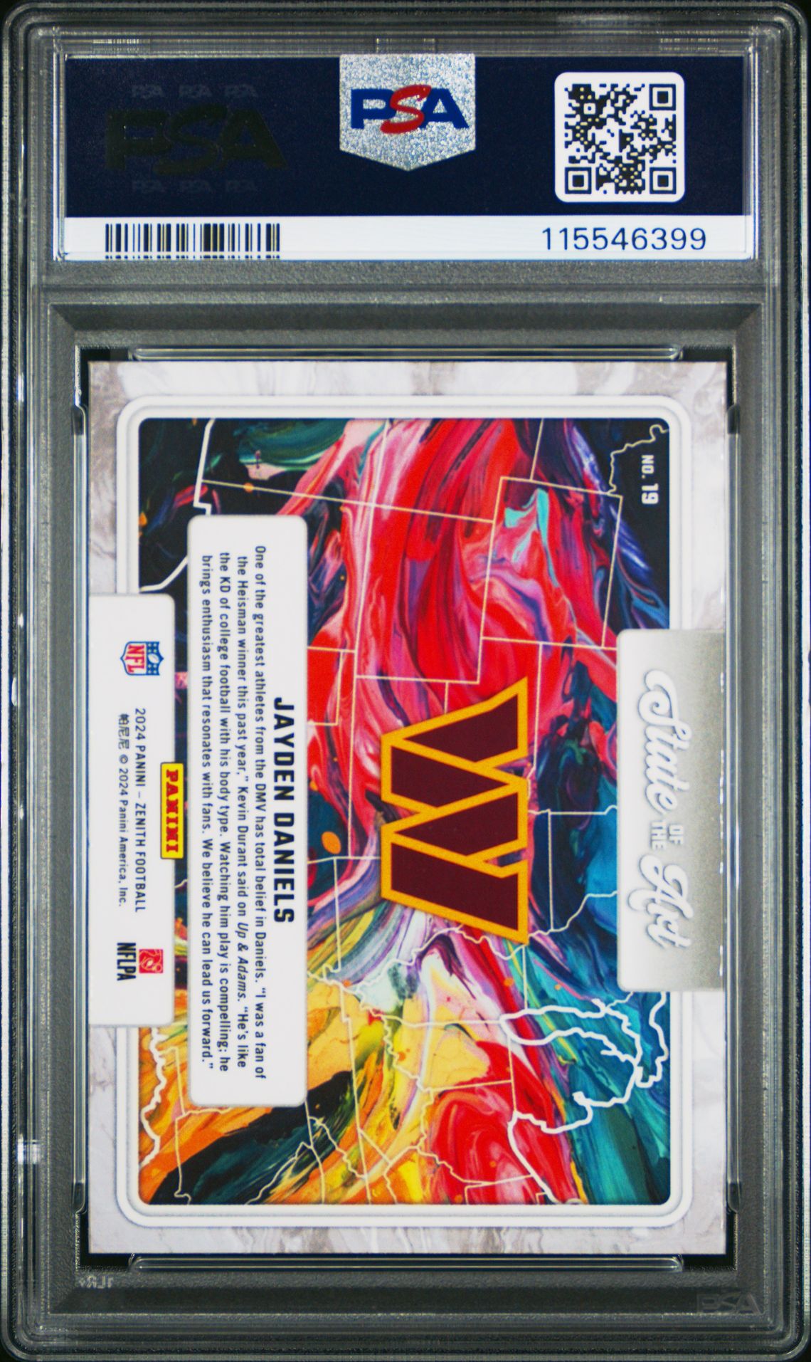 2024 Panini Zenith State Of The Art Jayden Daniels #19 Mint 9 back