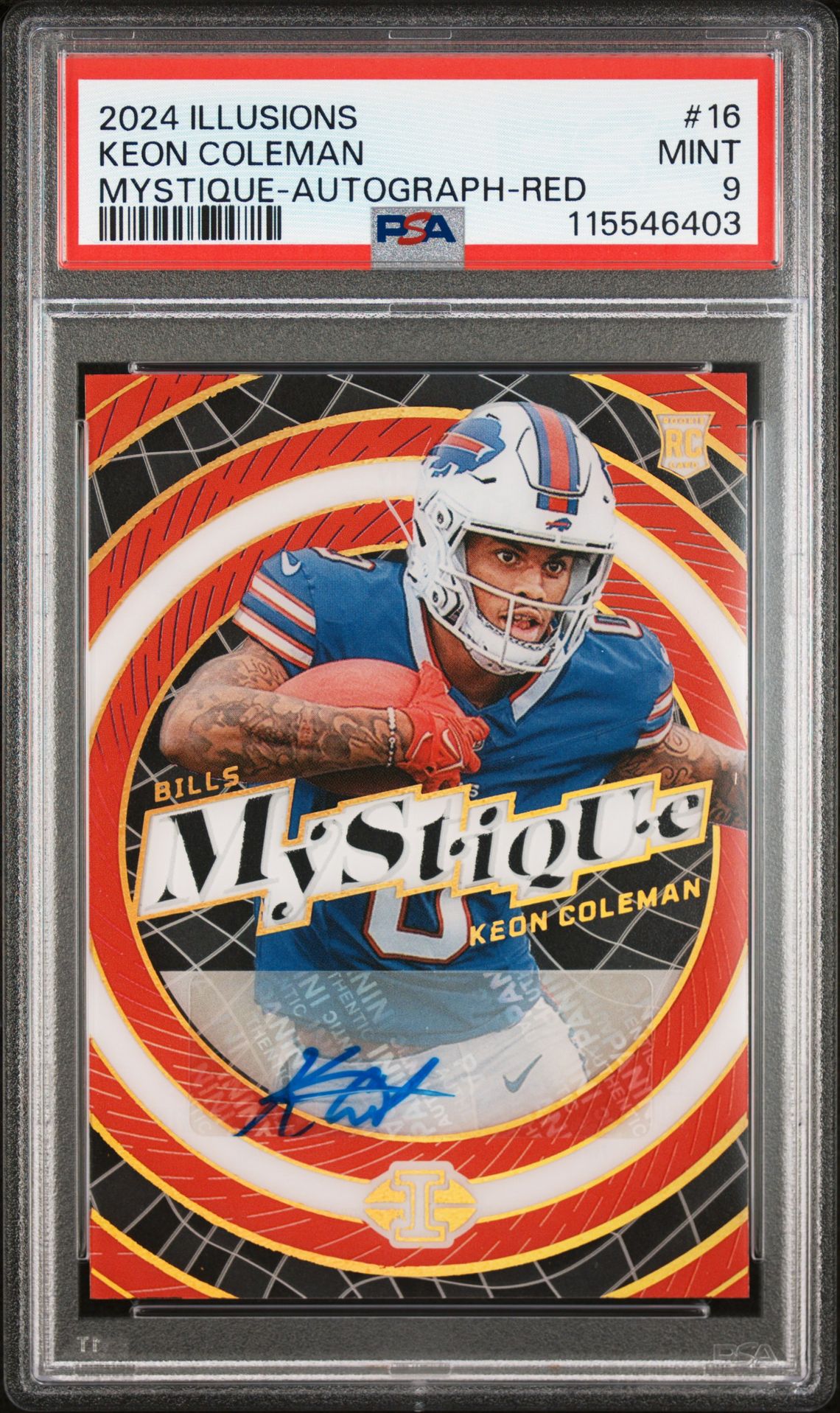 2024 Panini Illusions Mystique Keon Coleman #16 (Mystique-Autograph-Red) Mint 9 front
