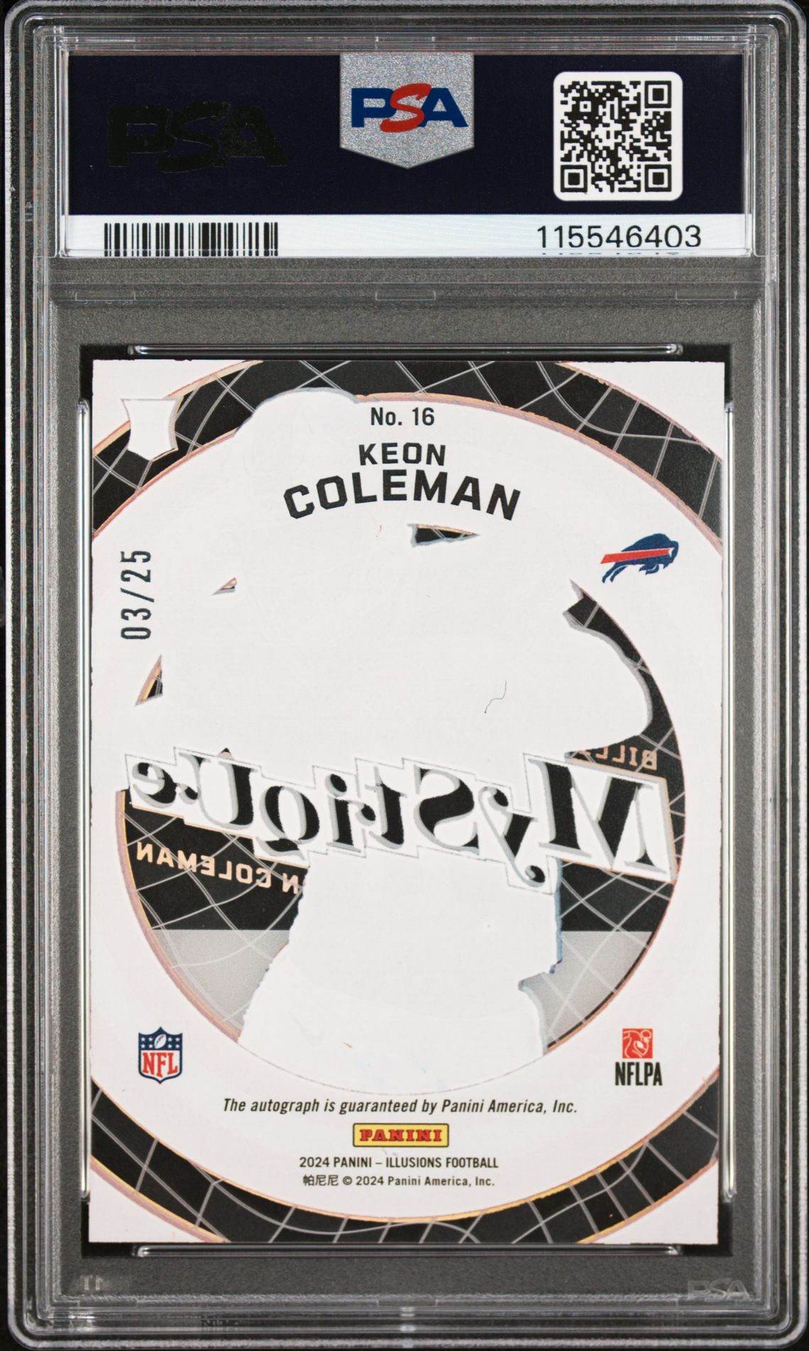 2024 Panini Illusions Mystique Keon Coleman #16 (Mystique-Autograph-Red) Mint 9 back