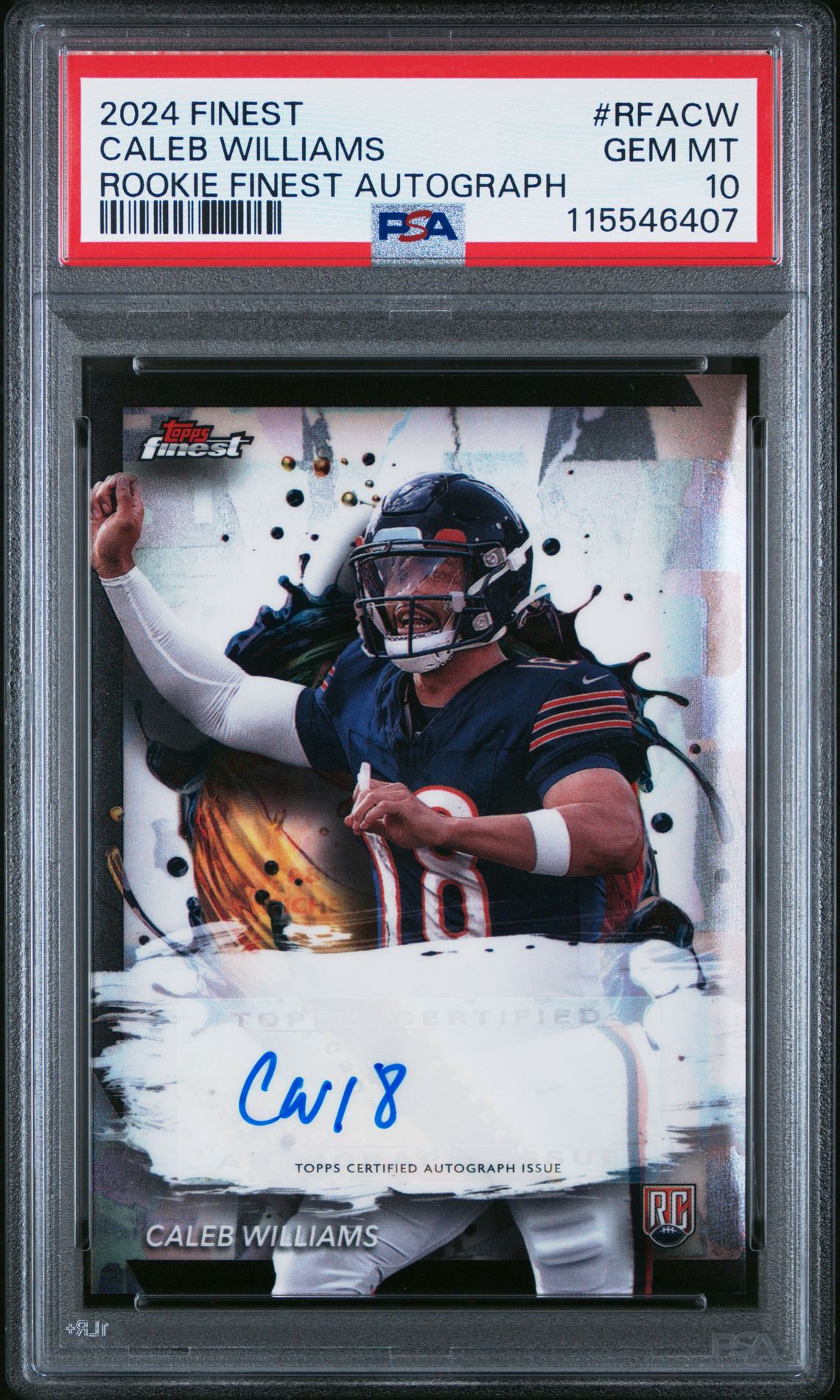 2024 Topps Finest Rookie Finest Autographs Caleb Williams #Rfacw Gem Mt 10 front