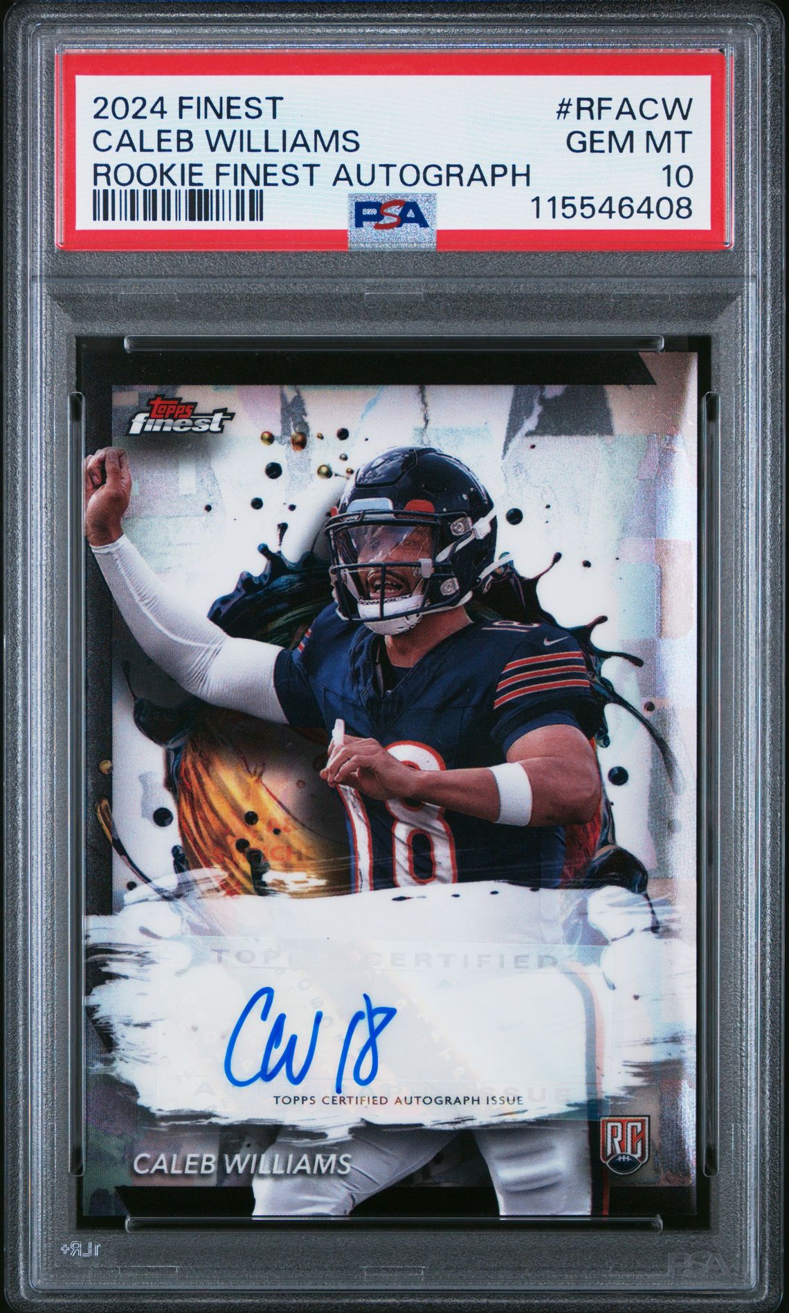2024 Topps Finest Rookie Finest Autographs Caleb Williams #Rfacw Gem Mt 10 front