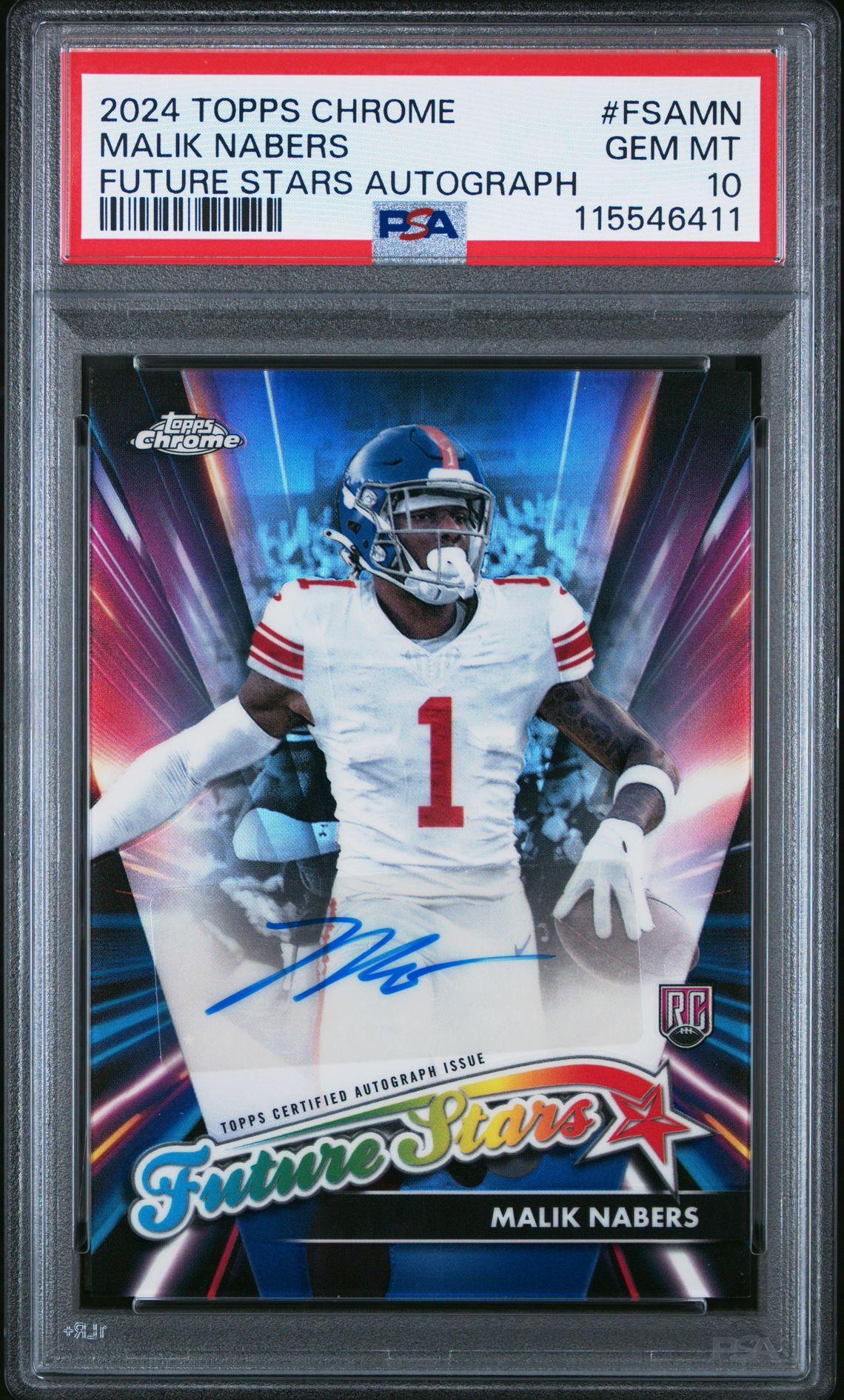 2024 Topps Chrome Future Stars Autographs Malik Nabers #Fsamn (Future Stars Autograph) Gem Mt 10 front