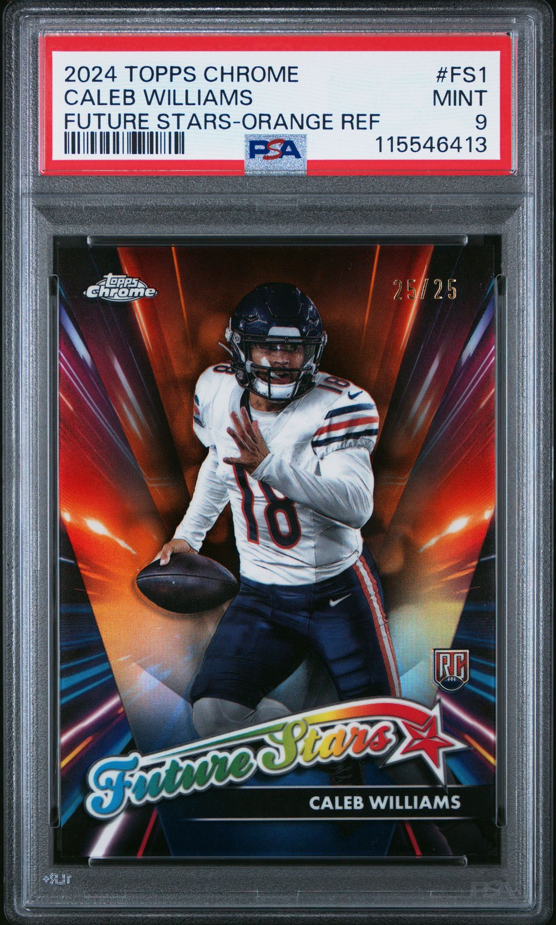 2024 Topps Chrome Future Stars Caleb Williams #Fs1 (Future Stars-Orange Ref) Mint 9 front