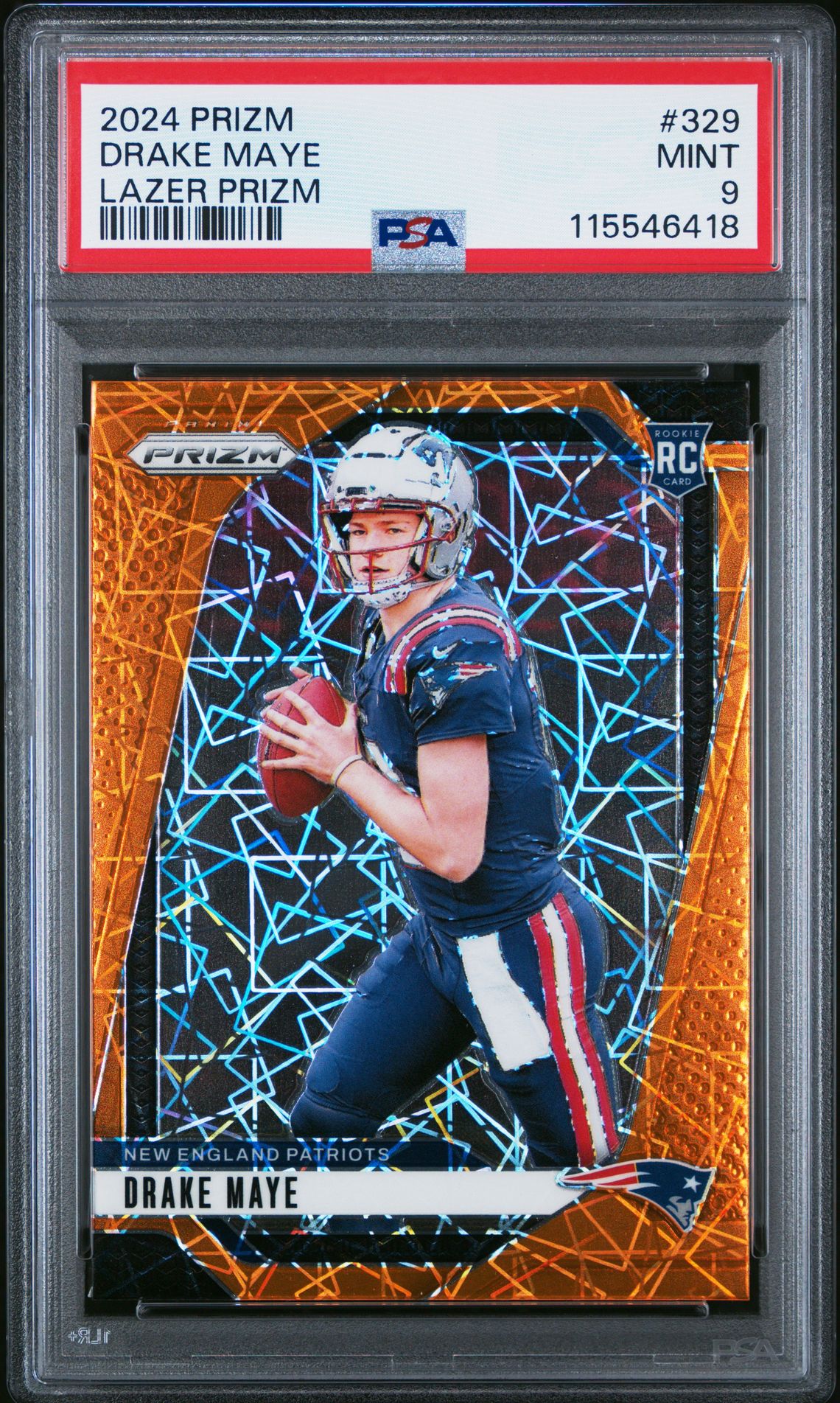 2024 Panini Prizm Drake Maye #329 (Lazer Prizm) Mint 9 front