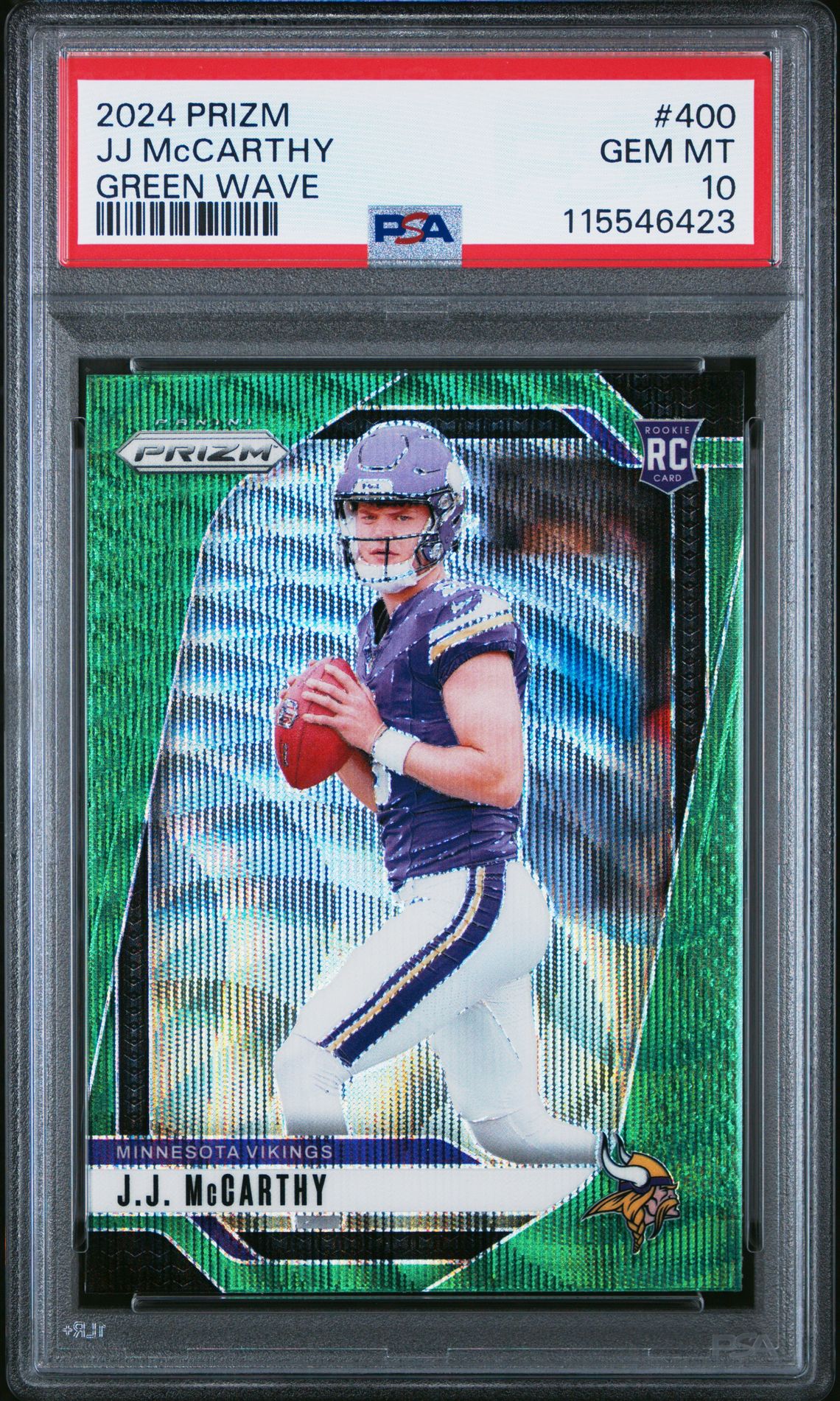2024 Panini Prizm Jj Mccarthy #400 (Green Wave) Gem Mt 10 front