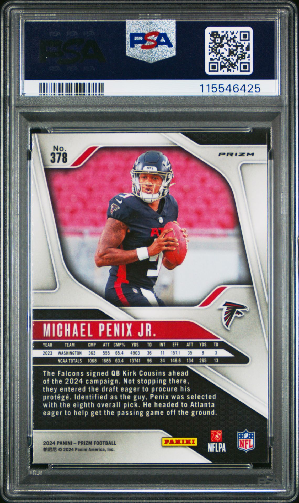 2024 Panini Prizm Michael Penix Jr. #378 (Red/White/Blue Prizm) Mint 9 back