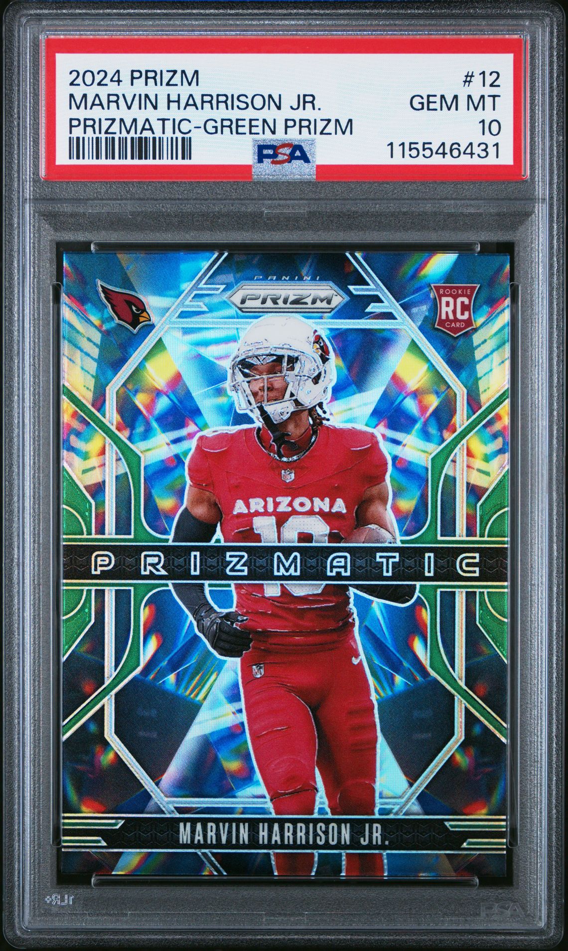 2024 Panini Prizm Prizmatic Marvin Harrison Jr. #12 (Prizmatic-Green Prizm) Gem Mt 10 front