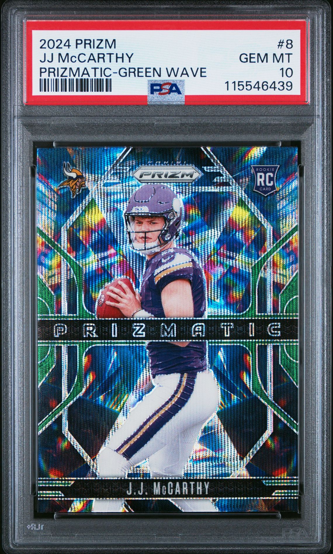 2024 Panini Prizm Prizmatic Jj Mccarthy #8 (Prizmatic-Green Wave) Gem Mt 10 front