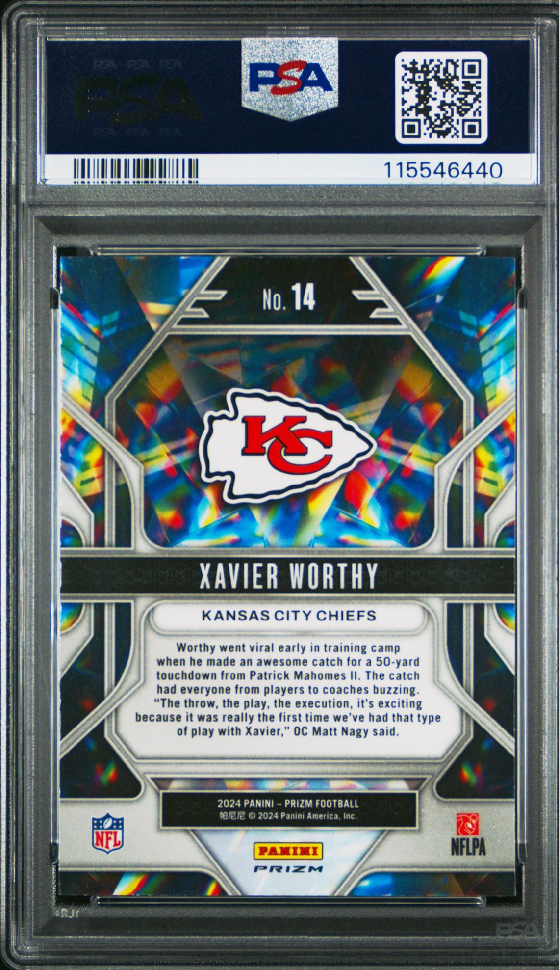 2024 Panini Prizm Prizmatic Xavier Worthy #14 (Prizmatic-Green Wave) Gem Mt 10 back