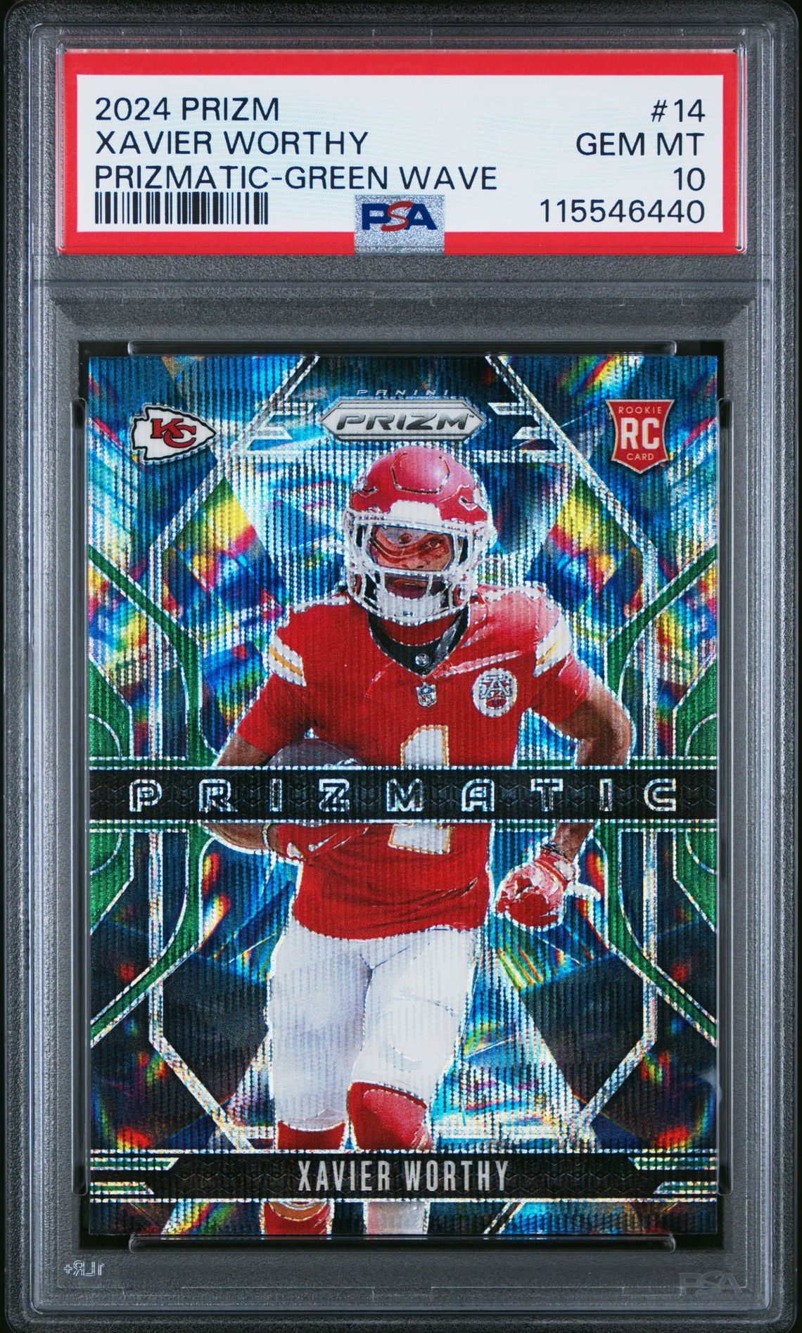 2024 Panini Prizm Prizmatic Xavier Worthy #14 (Prizmatic-Green Wave) Gem Mt 10 front