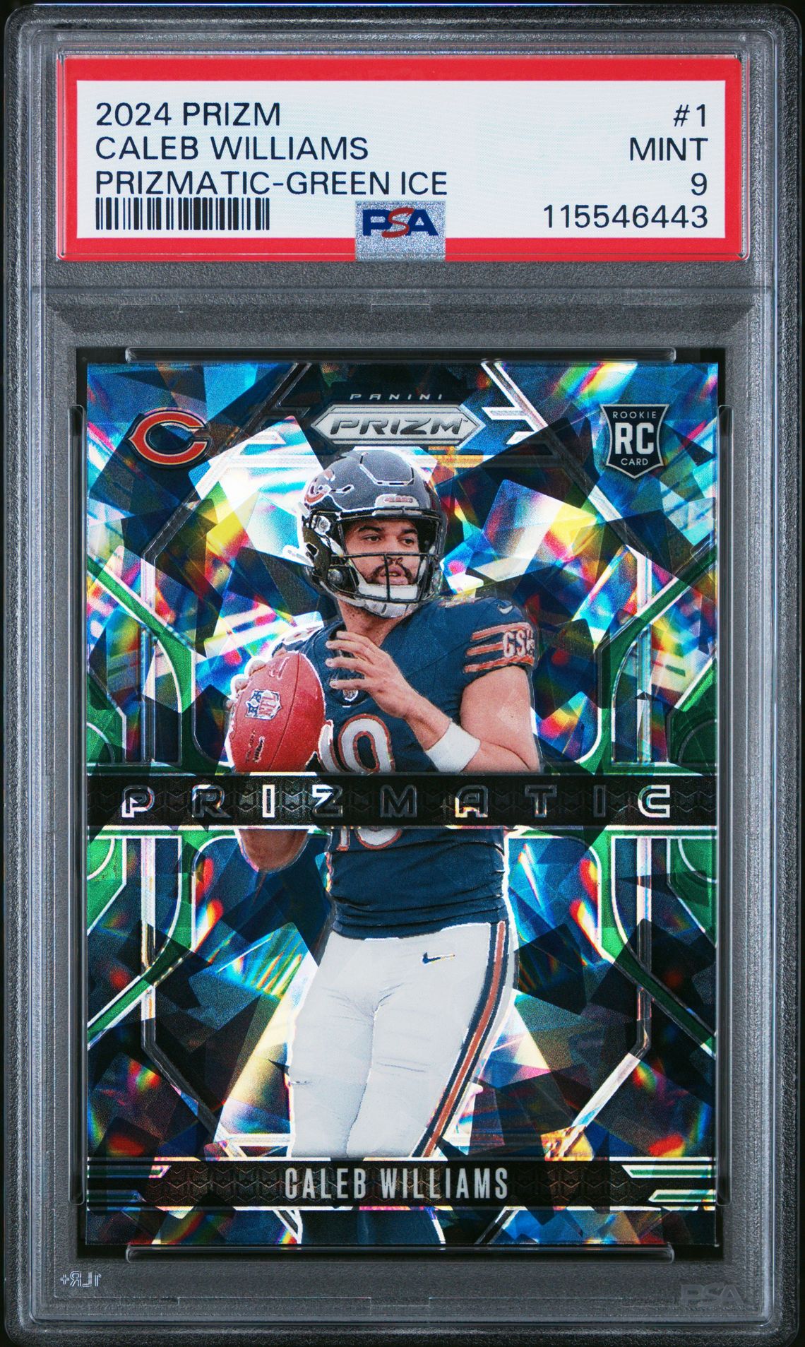 2024 Panini Prizm Prizmatic Caleb Williams #1 (Prizmatic-Green Ice) Mint 9 front