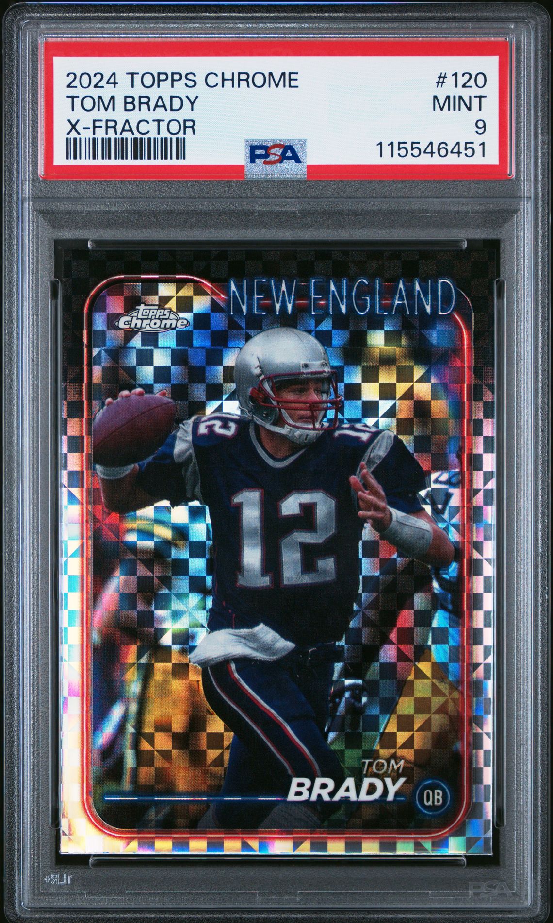 2024 Topps Chrome Tom Brady #120 (X-Fractor) Mint 9 front