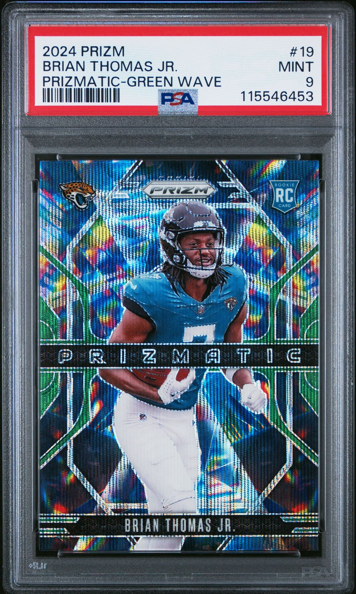 2024 Panini Prizm Prizmatic Brian Thomas Jr. #19 (Prizmatic-Green Wave) Mint 9 front