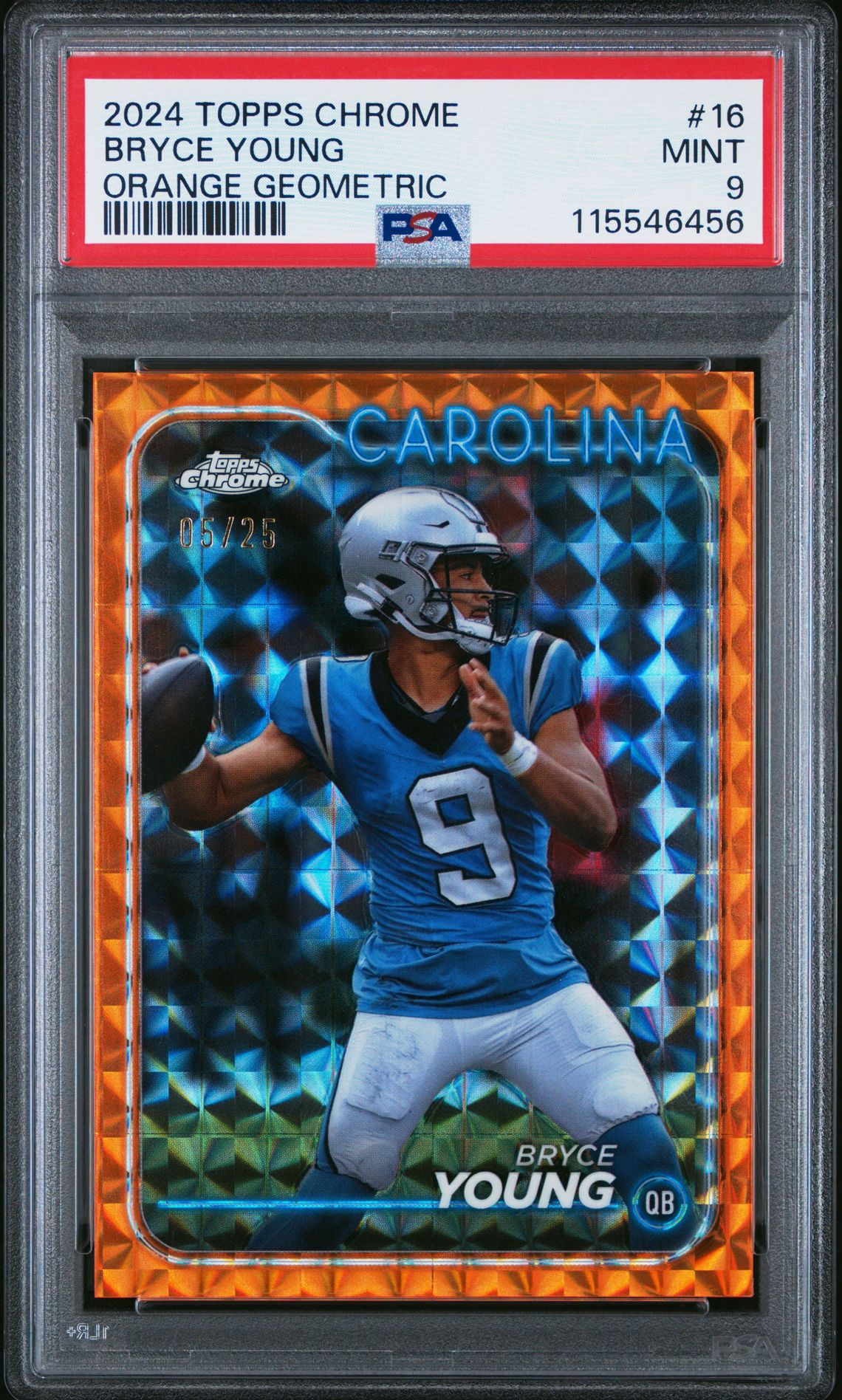 2024 Topps Chrome Bryce Young #16 (Orange Geometric) Mint 9 front