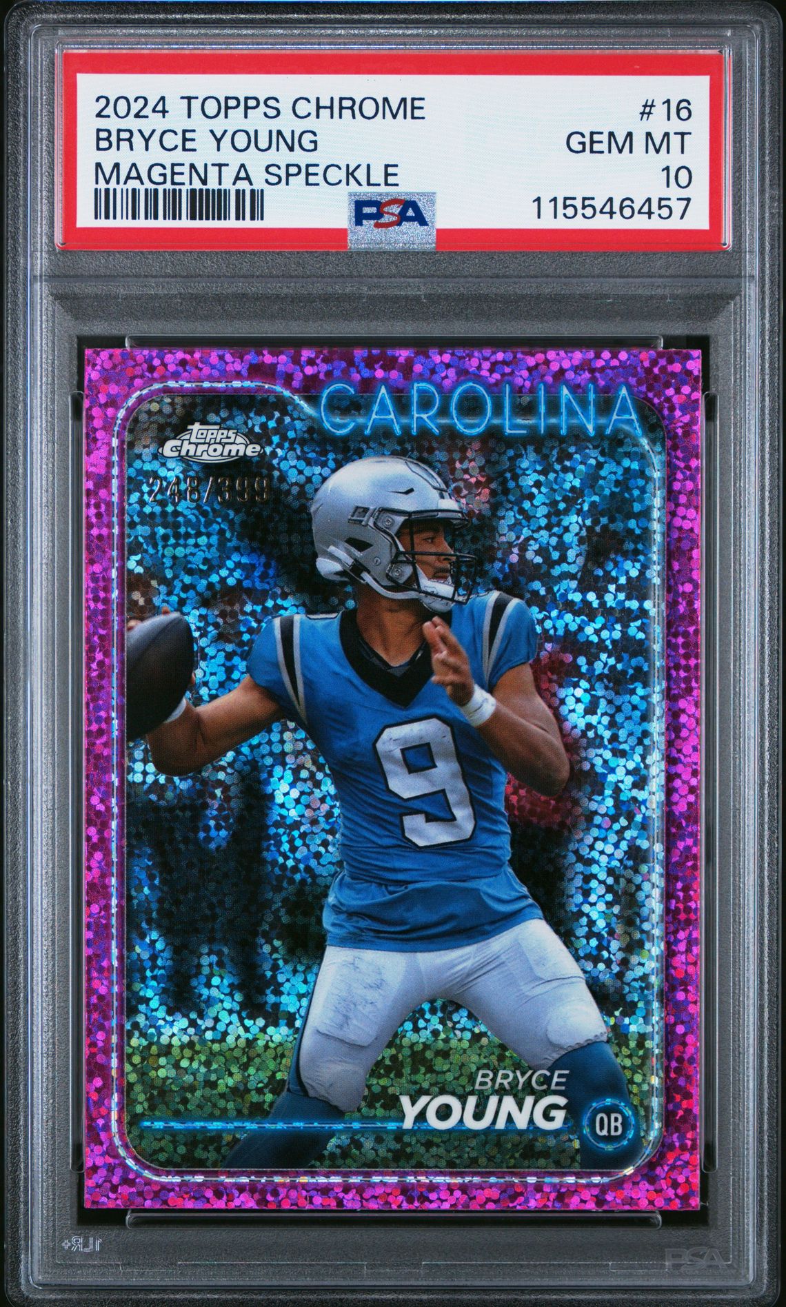 2024 Topps Chrome Bryce Young #16 (Magenta Speckle) Gem Mt 10 front