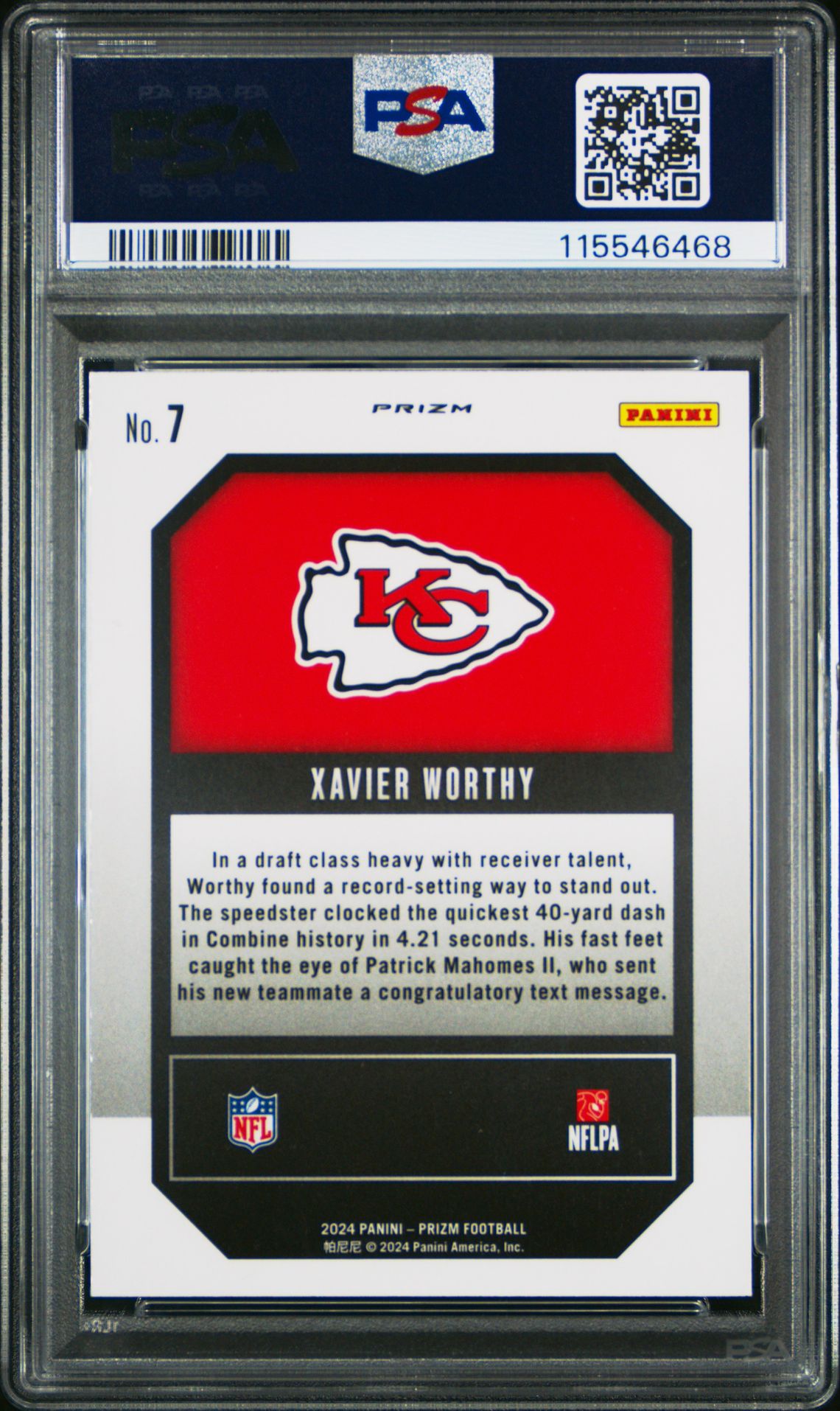 2024 Panini Prizm Emergent Xavier Worthy #7 (Emergent-Green Ice) Mint 9 back