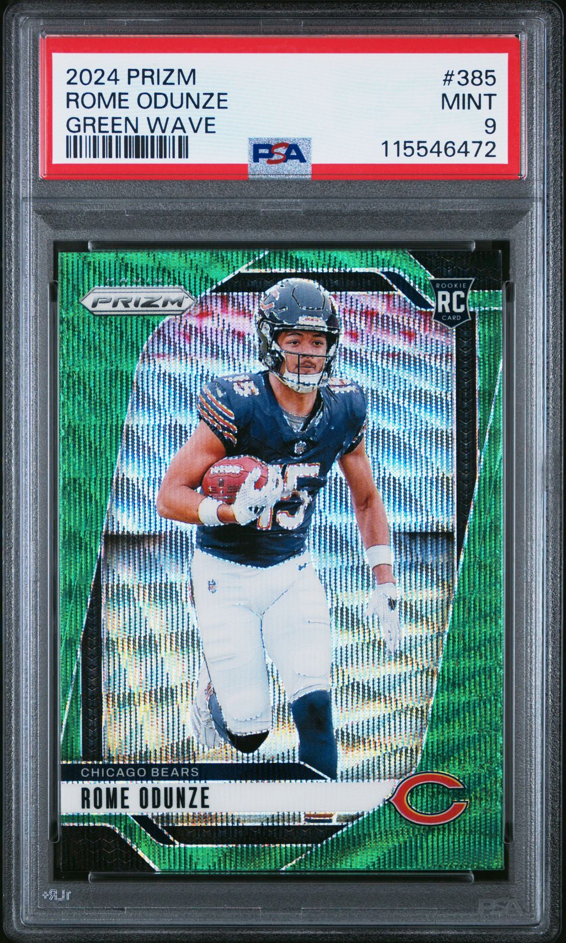 2024 Panini Prizm Rome Odunze #385 (Green Wave) Mint 9 front