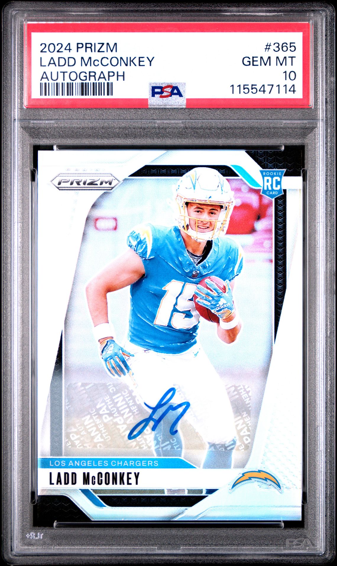 2024 Panini Prizm Ladd Mcconkey #365 (Autograph) Gem Mt 10 front