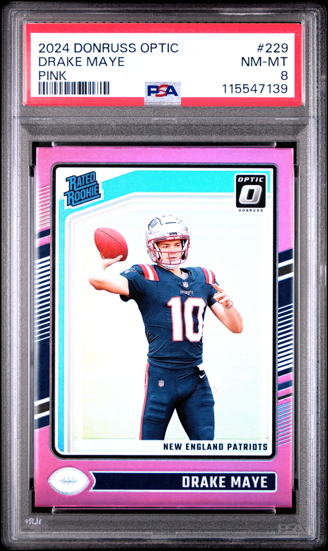 2024 Panini Donruss Optic Drake Maye #229 (Pink) Nm-Mt 8 front