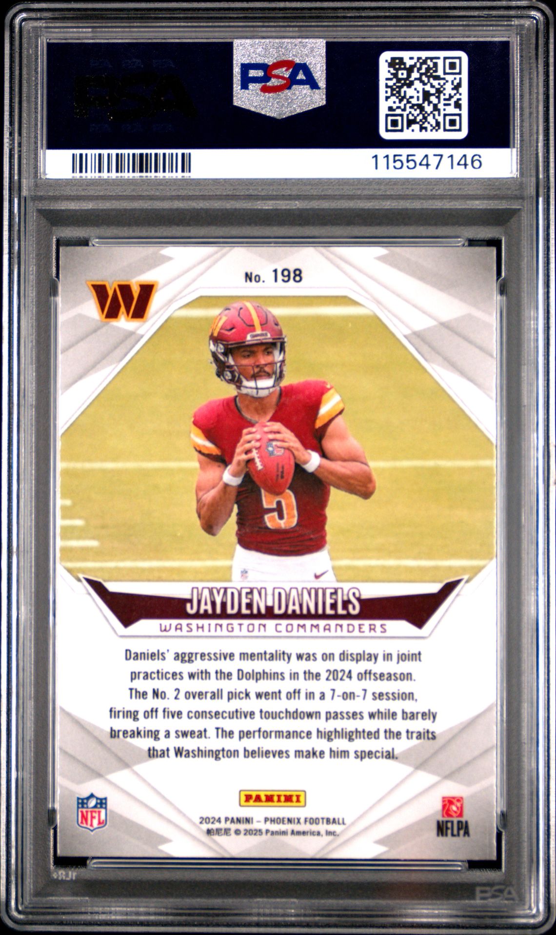 2024 Panini Phoenix Jayden Daniels #198 (Silver) Mint 9 back
