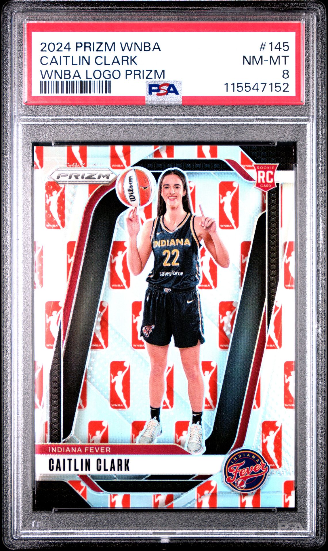 2024 Panini Prizm Wnba Caitlin Clark #145 (Wnba Logo Prizm) Nm-Mt 8 front