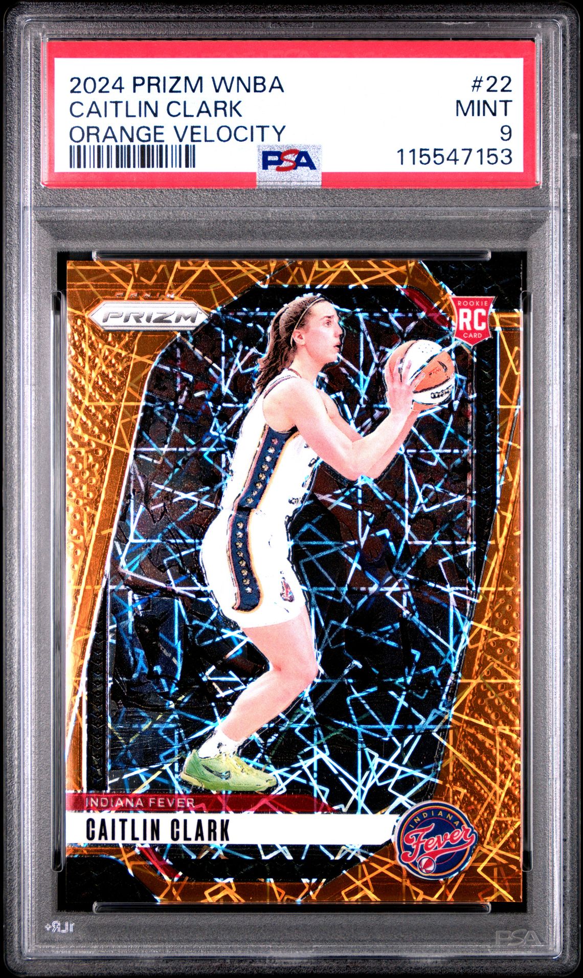 2024 Panini Prizm Wnba Caitlin Clark #22 (Orange Velocity) Mint 9 front