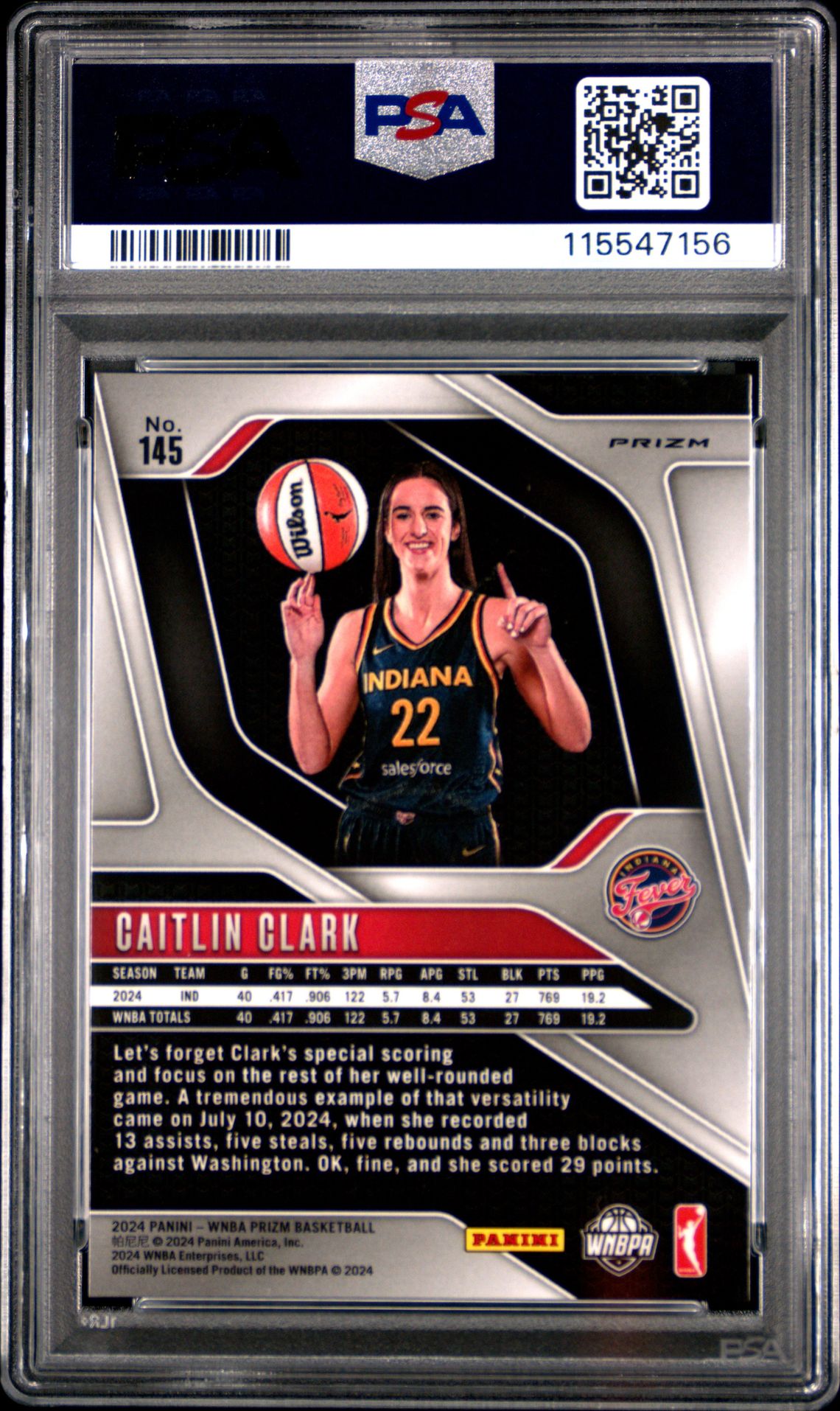 2024 Panini Prizm Wnba Caitlin Clark #145 (Ice) Nm-Mt 8 back