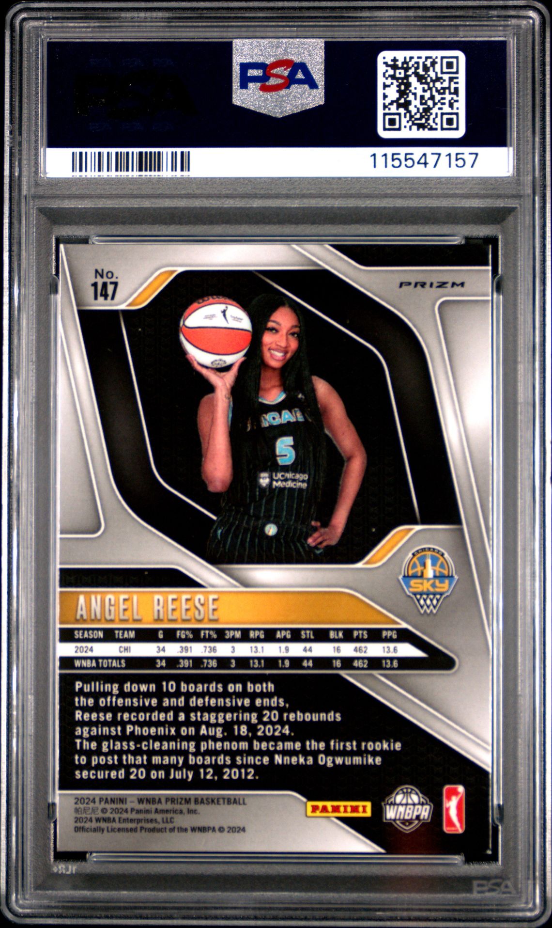 2024 Panini Prizm Wnba Angel Reese #147 (Ice) Nm-Mt 8 back