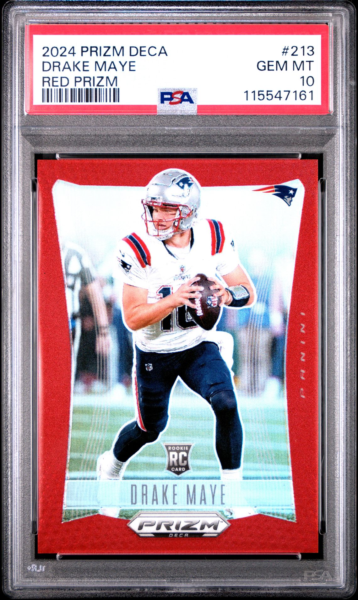 2024 Panini Prizm Deca Drake Maye #213 (Red Prizm) Gem Mt 10 front