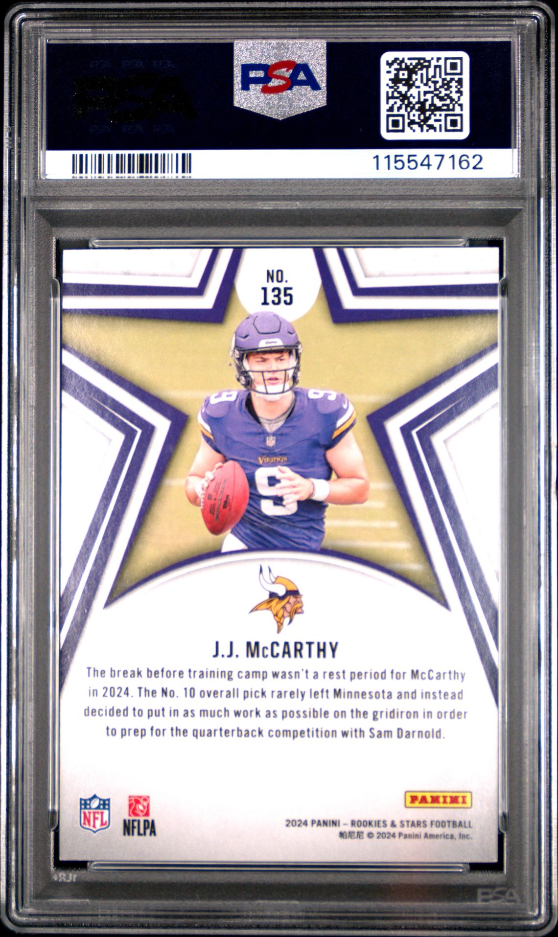 2024 Panini Rookies & Stars Jj Mccarthy #135 (Orange) Mint 9 back