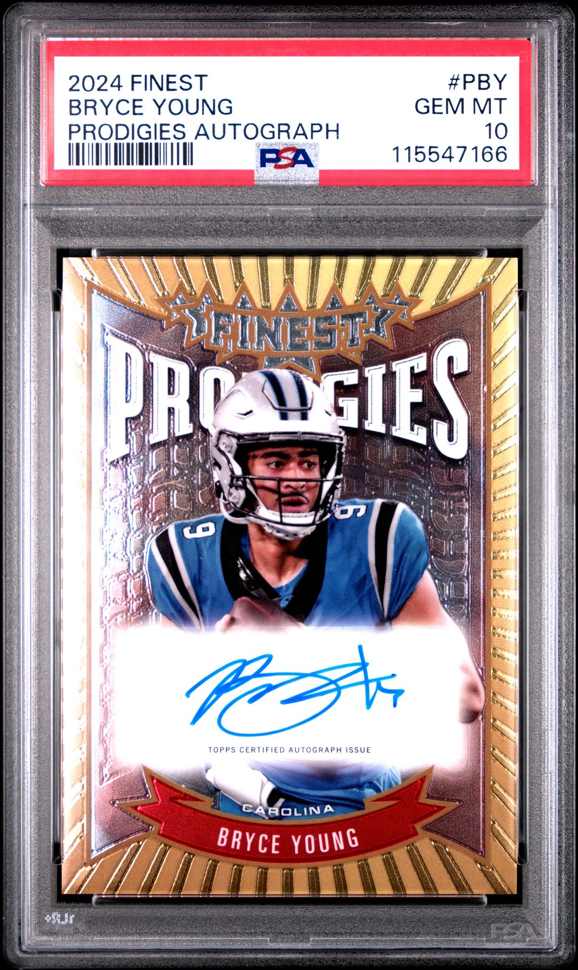 2024 Topps Finest Prodigies Autographs Bryce Young #Pby Gem Mt 10 front