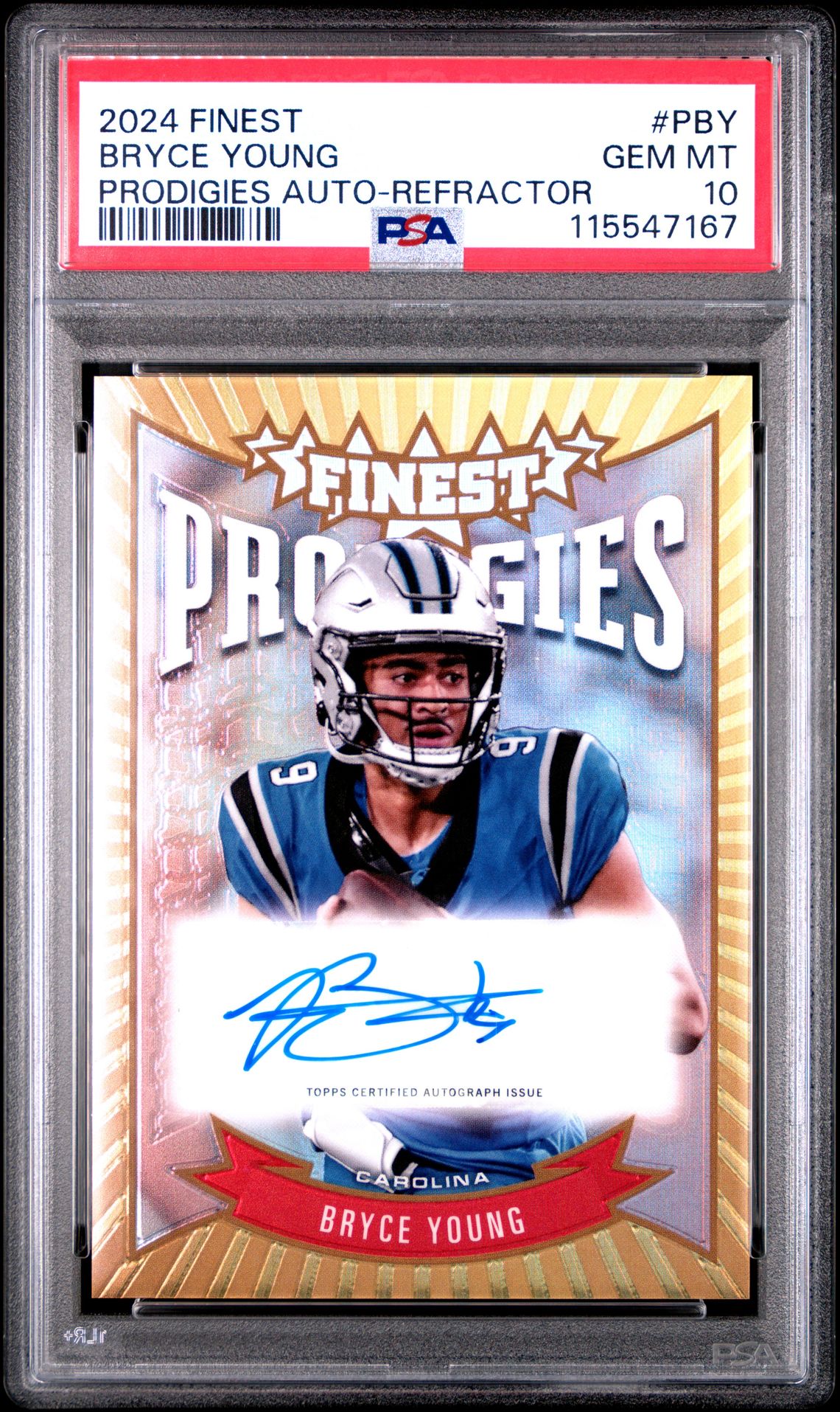 2024 Topps Finest Prodigies Autographs Bryce Young #Pby (Prodigies Auto-Refractor) Gem Mt 10 front