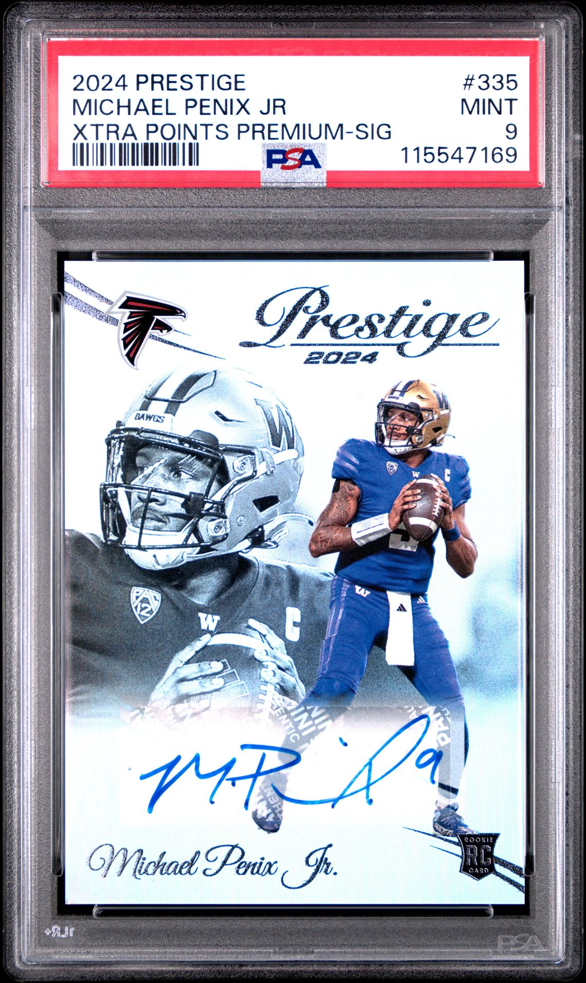 2024 Panini Prestige Michael Penix Jr #335 (Xtra Points Premium-Sig) Mint 9 front