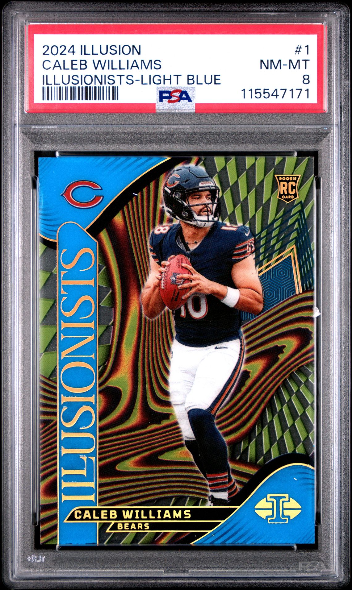 2024 Panini Illusions Illusionists Caleb Williams #1 (Illusionists-Light Blue) Nm-Mt 8 front