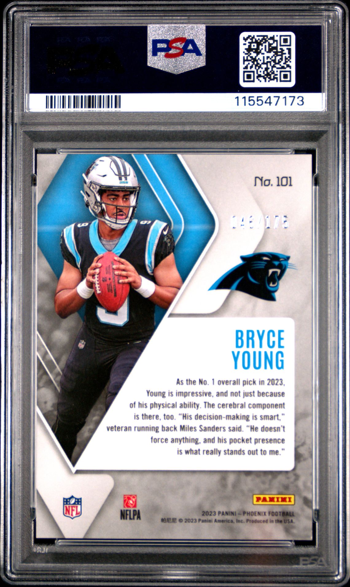 2023 Panini Phoenix Bryce Young #101 (Lava) Nm-Mt 8 back