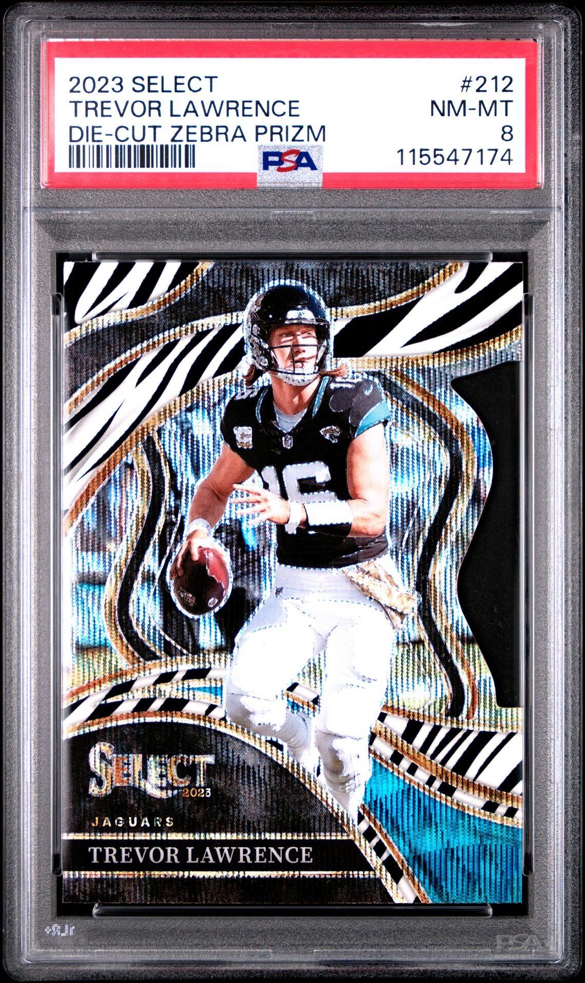 2023 Panini Select Trevor Lawrence #212 (Die-Cut Zebra Prizm) Nm-Mt 8 front