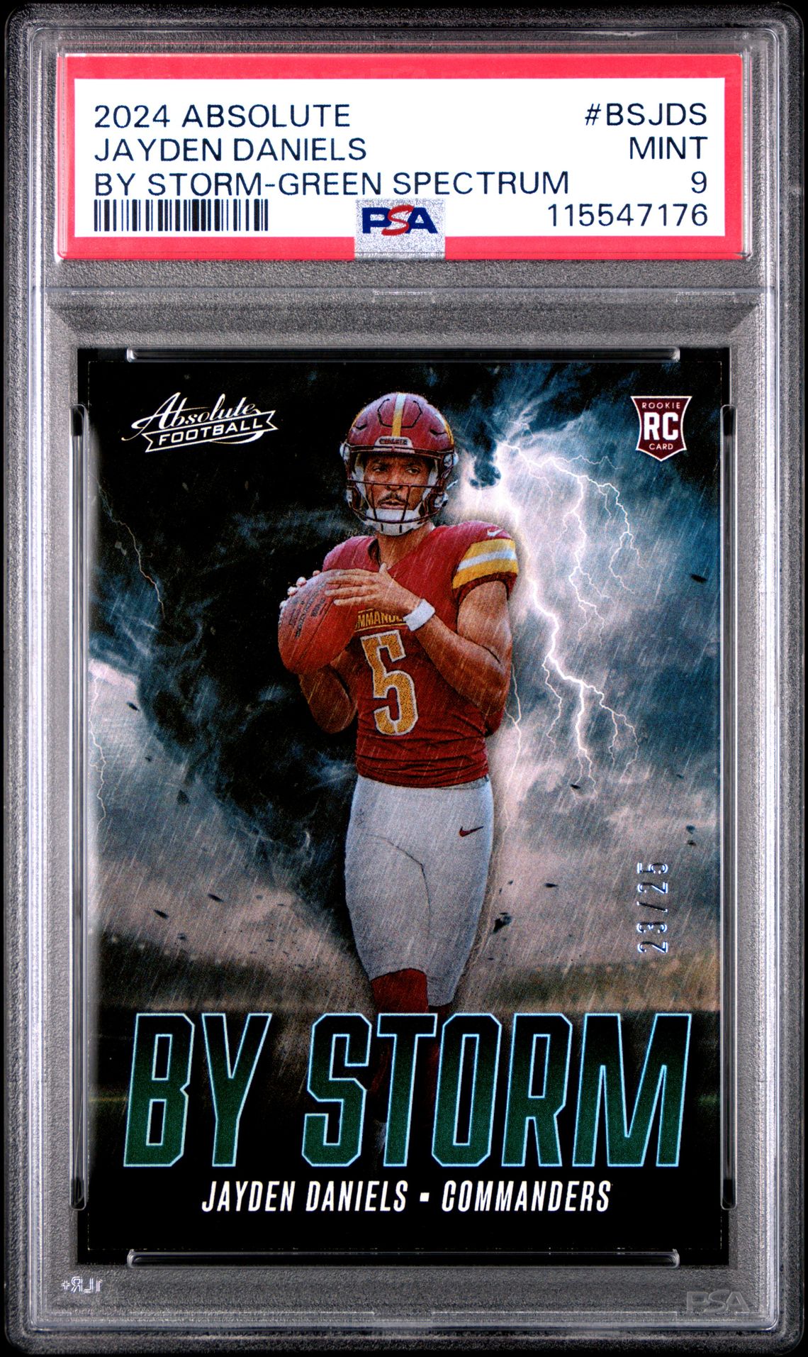 2024 Panini Absolute By Storm Jayden Daniels #Bsjds (By Storm-Green Spectrum) Mint 9 front