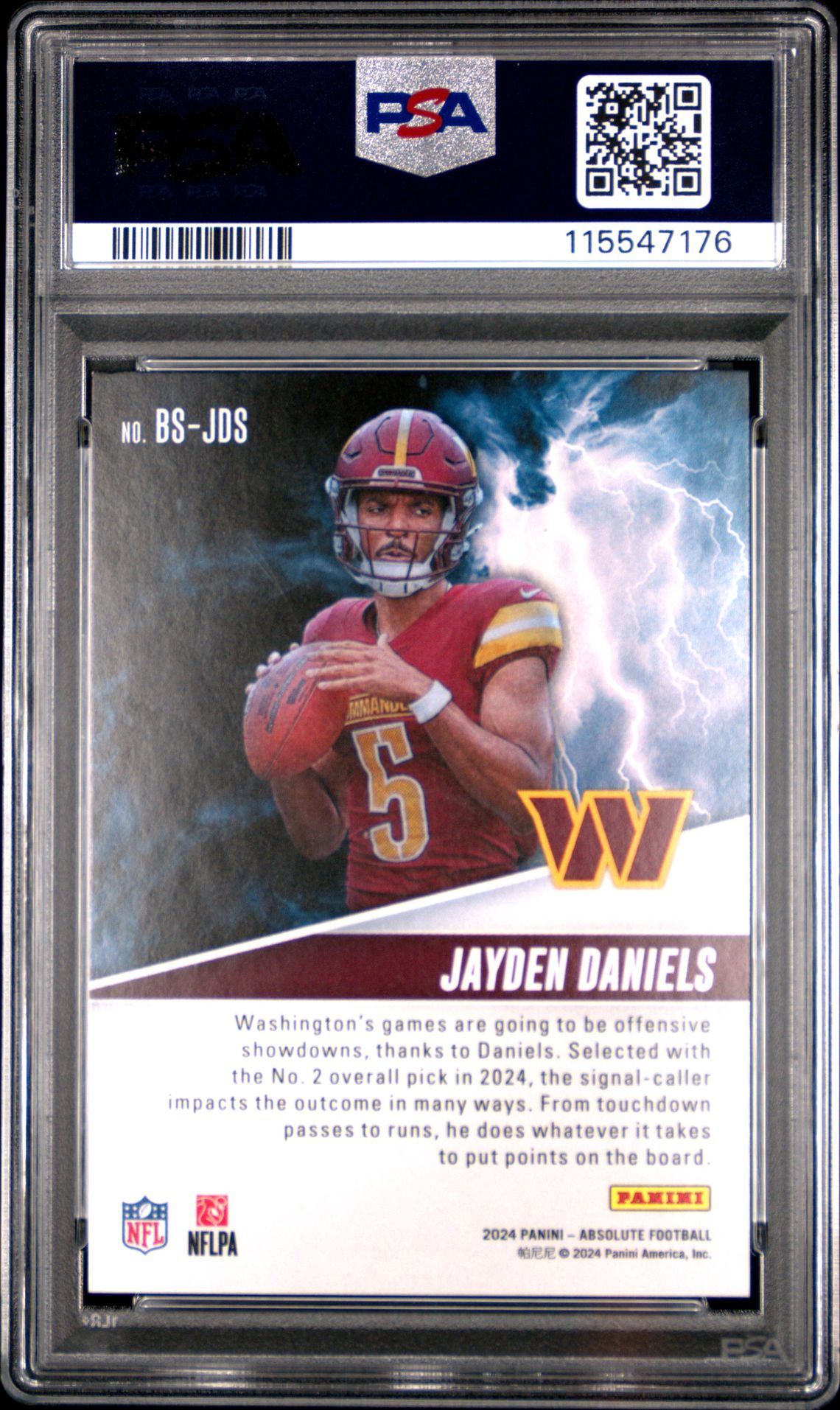 2024 Panini Absolute By Storm Jayden Daniels #Bsjds (By Storm-Green Spectrum) Mint 9 back