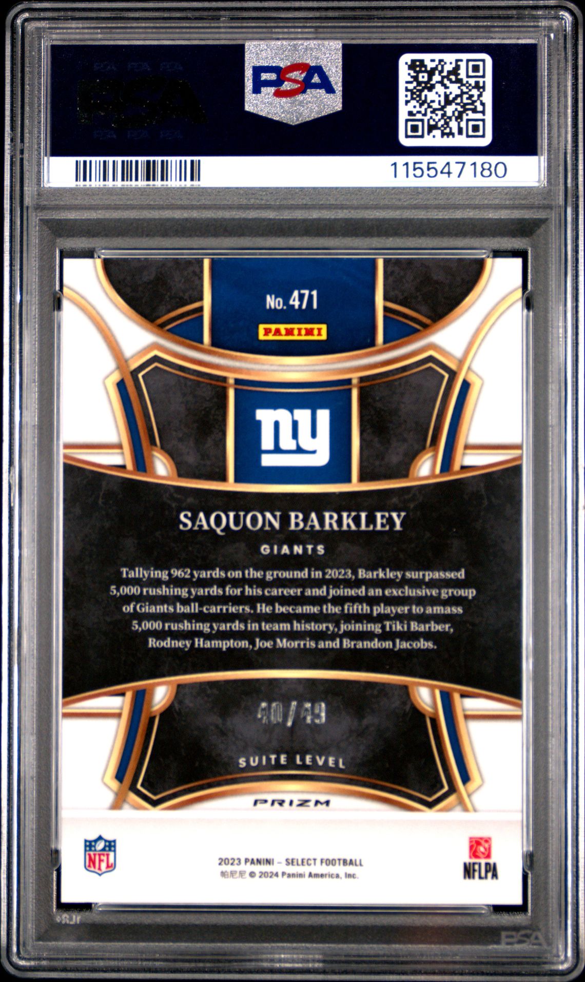 2023 Panini Select Saquon Barkley #471 (Red Disco Prizm) Nm-Mt 8 back