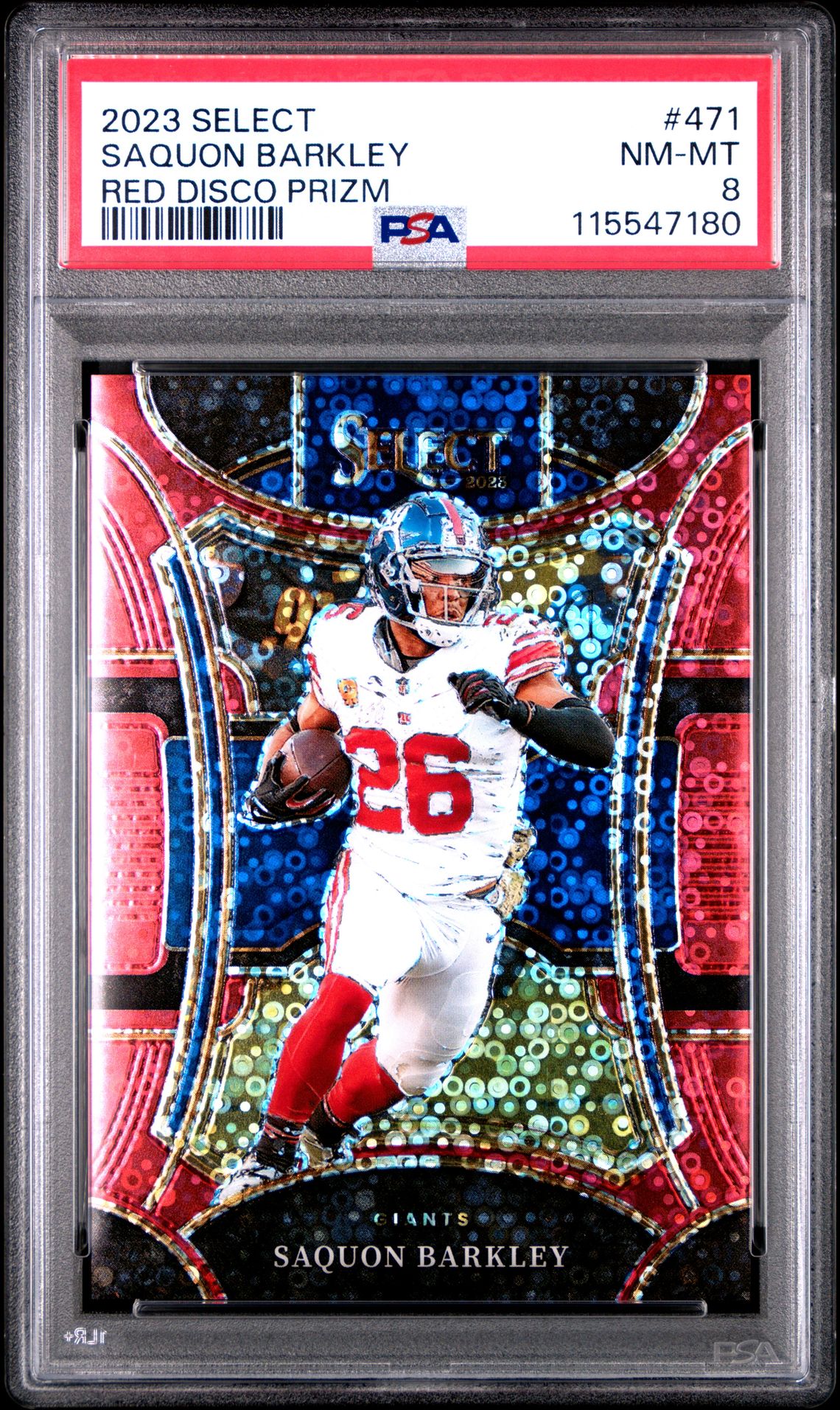2023 Panini Select Saquon Barkley #471 (Red Disco Prizm) Nm-Mt 8 front