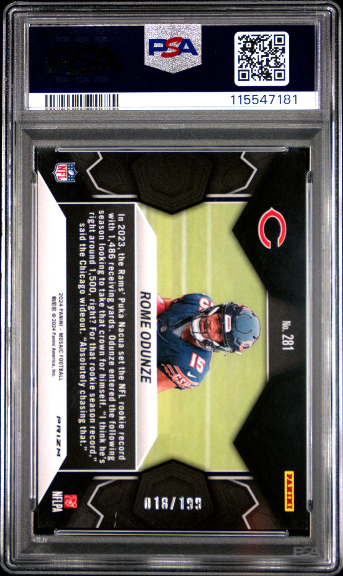 2024 Panini Mosaic Rome Odunze #281 (Orange) Nm-Mt 8 back