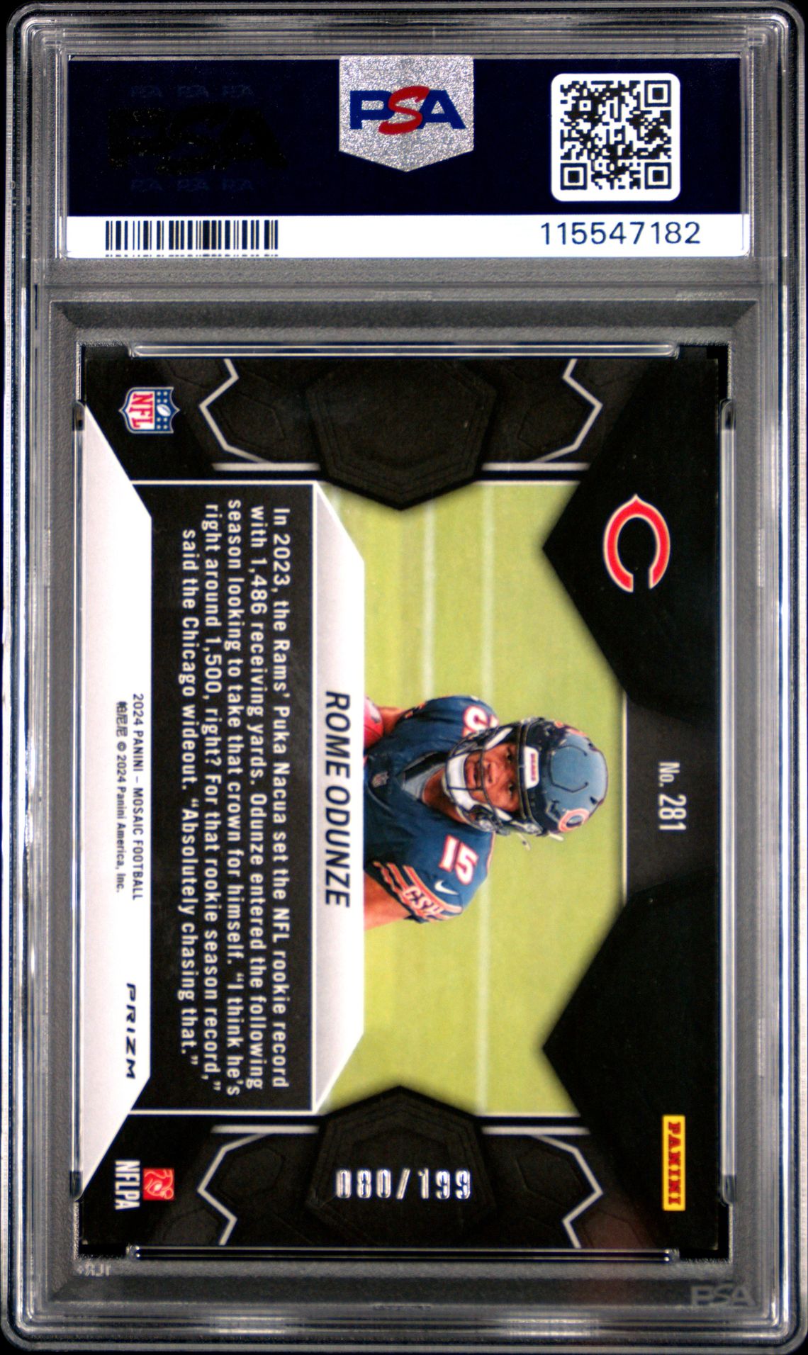 2024 Panini Mosaic Rome Odunze #281 (Orange) Nm-Mt 8 back