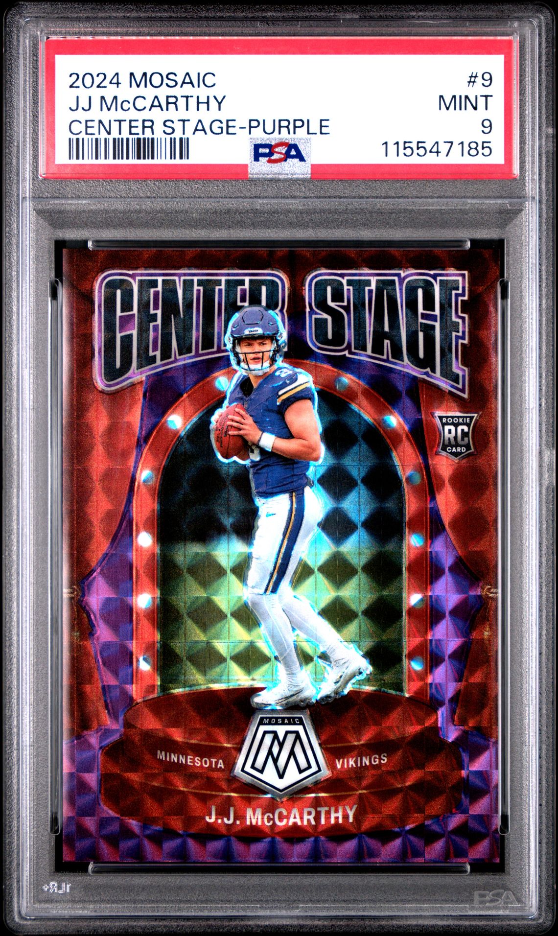 2024 Panini Mosaic Center Stage Jj Mccarthy #9 (Center Stage-Purple) Mint 9 front