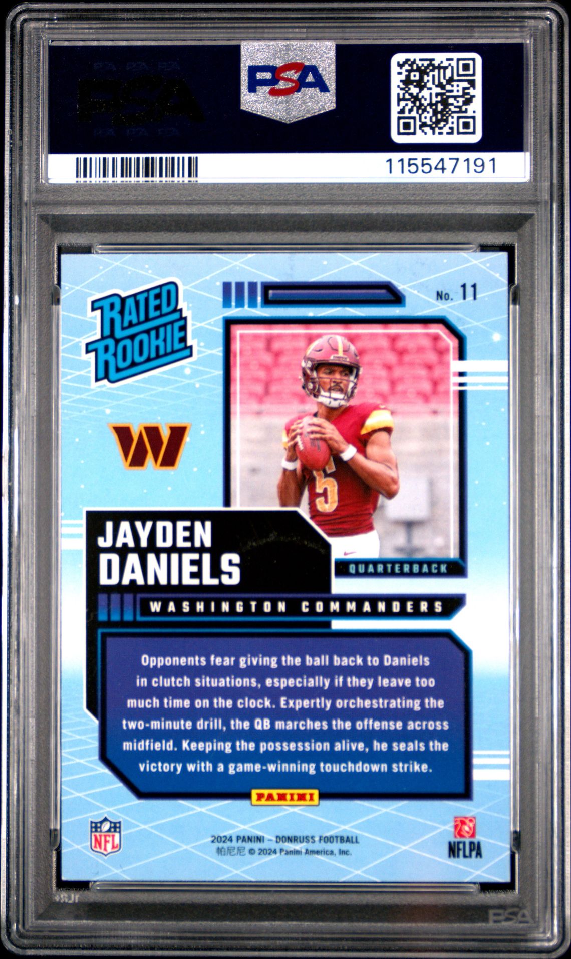 2024 Panini Donruss Rated Rookies Retro Jayden Daniels #11 Nm-Mt 8 back