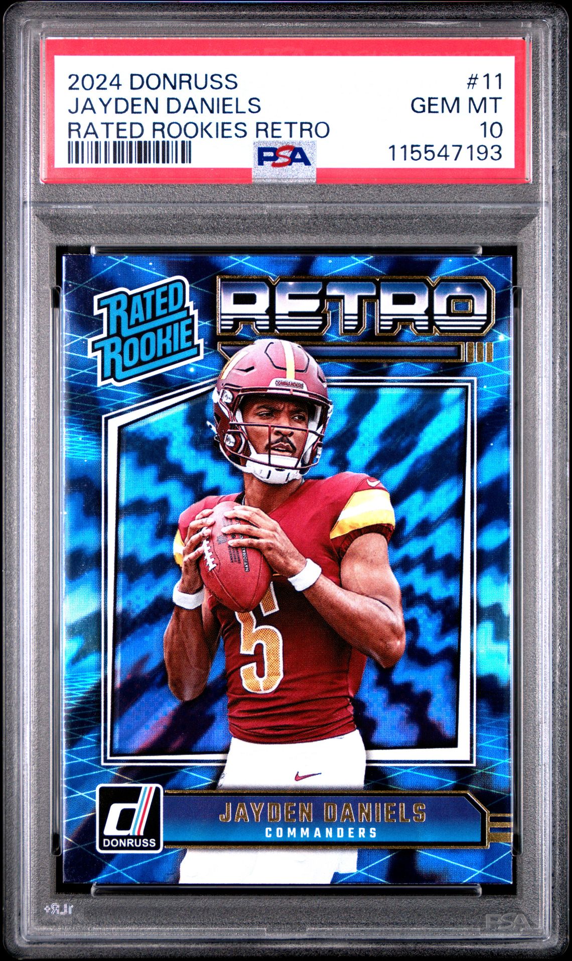 2024 Panini Donruss Rated Rookies Retro Jayden Daniels #11 Gem Mt 10 front