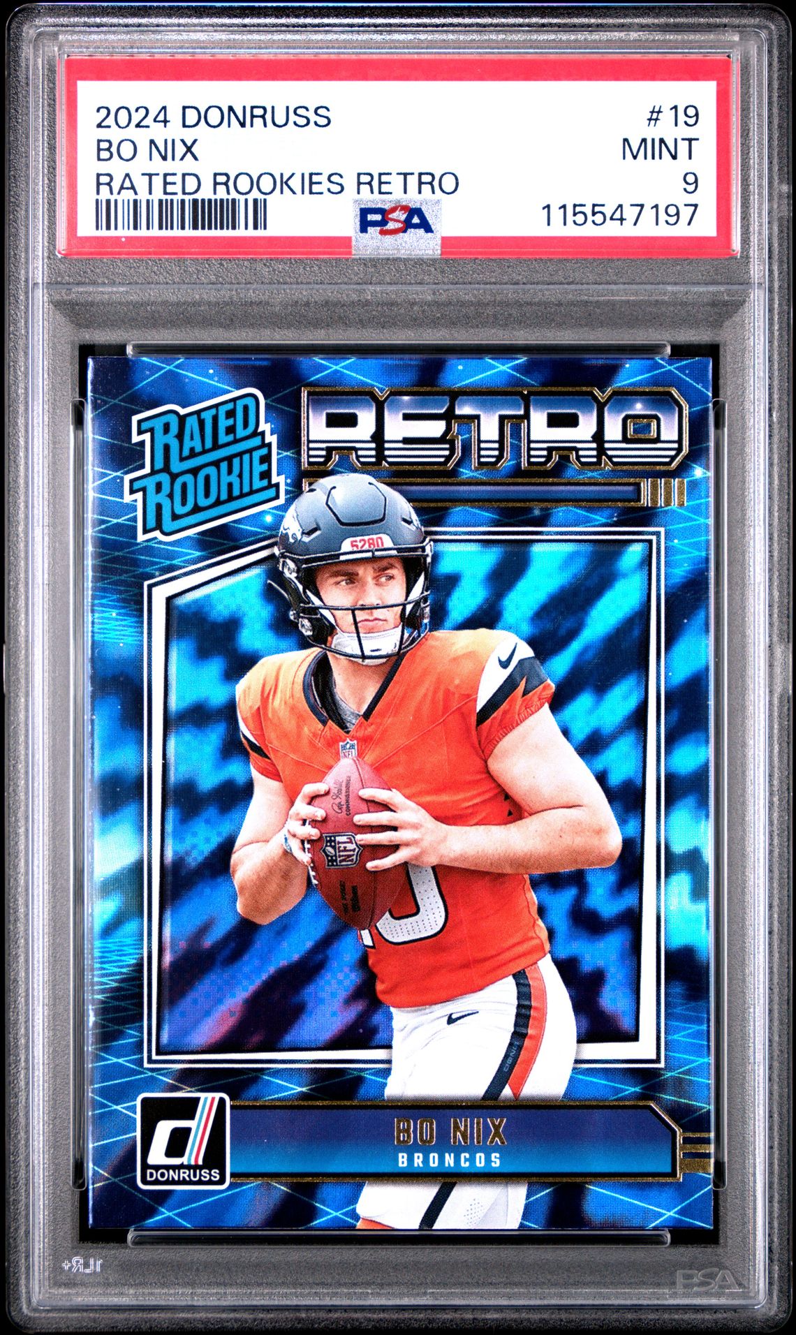 2024 Panini Donruss Rated Rookies Retro Bo Nix #19 Mint 9 front