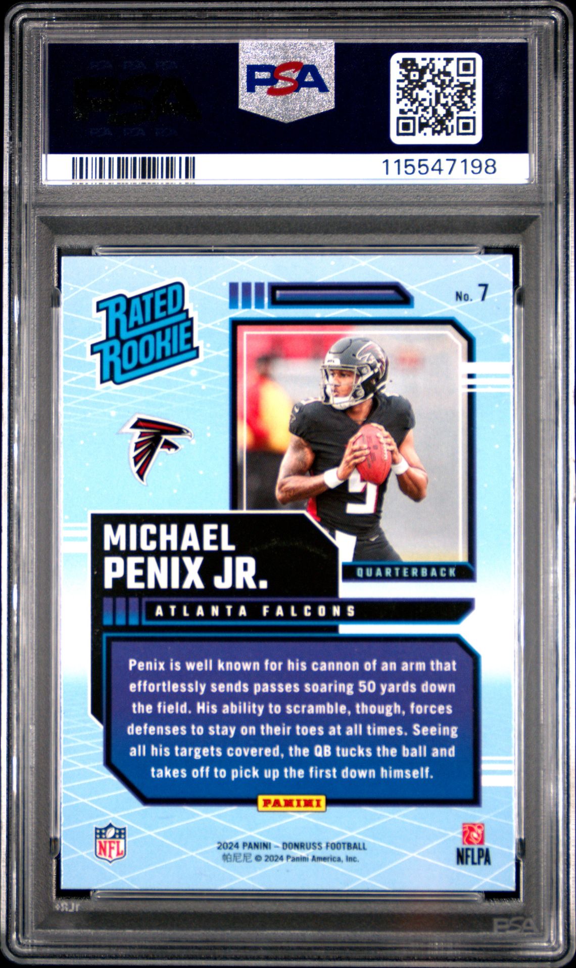 2024 Panini Donruss Rated Rookies Retro Michael Penix Jr. #7 Gem Mt 10 back