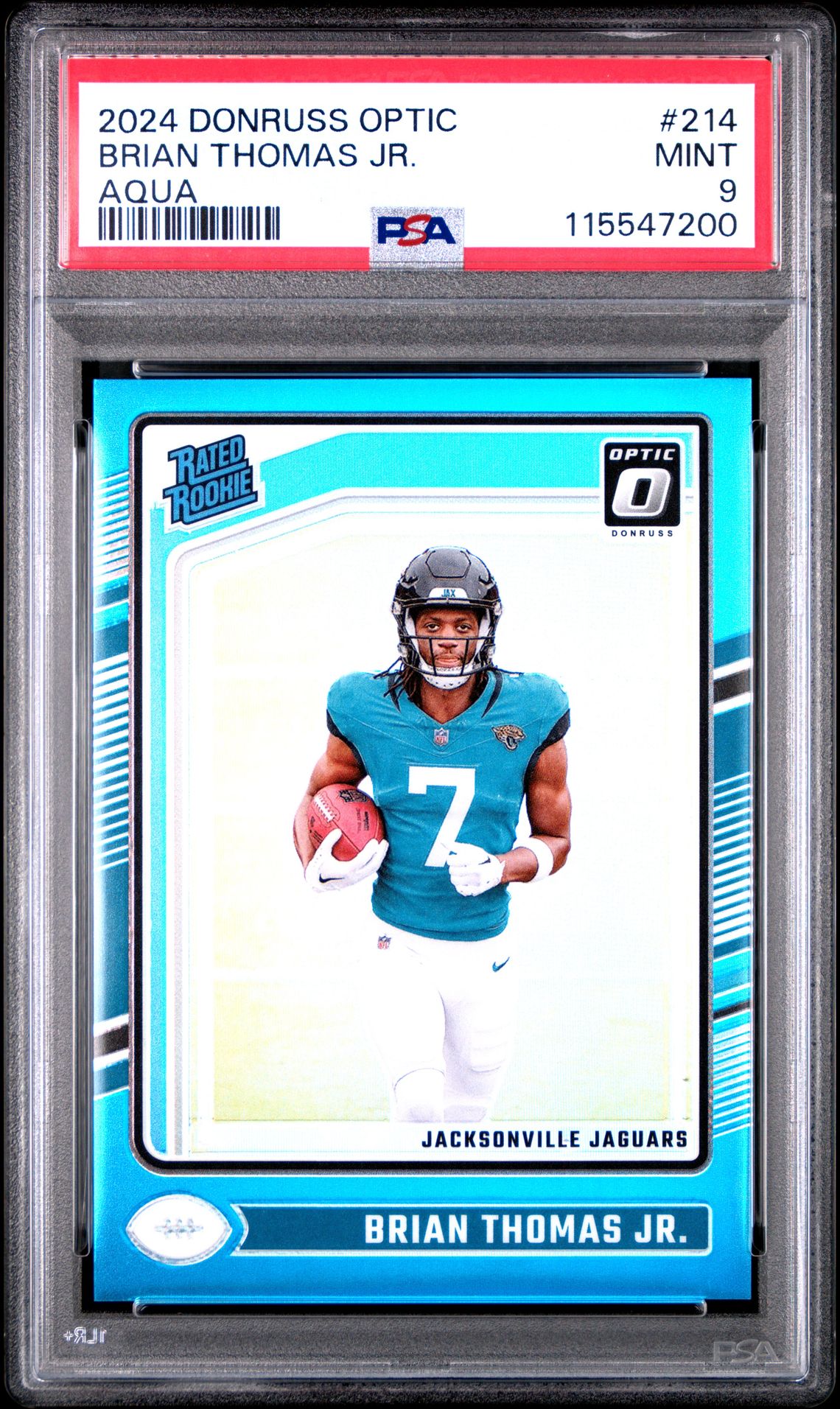 2024 Panini Donruss Optic Brian Thomas Jr. #214 (Aqua) Mint 9 front