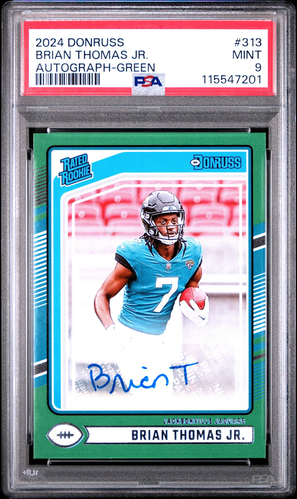 2024 Panini Donruss Brian Thomas Jr. #313 (Autograph-Green) Mint 9 front