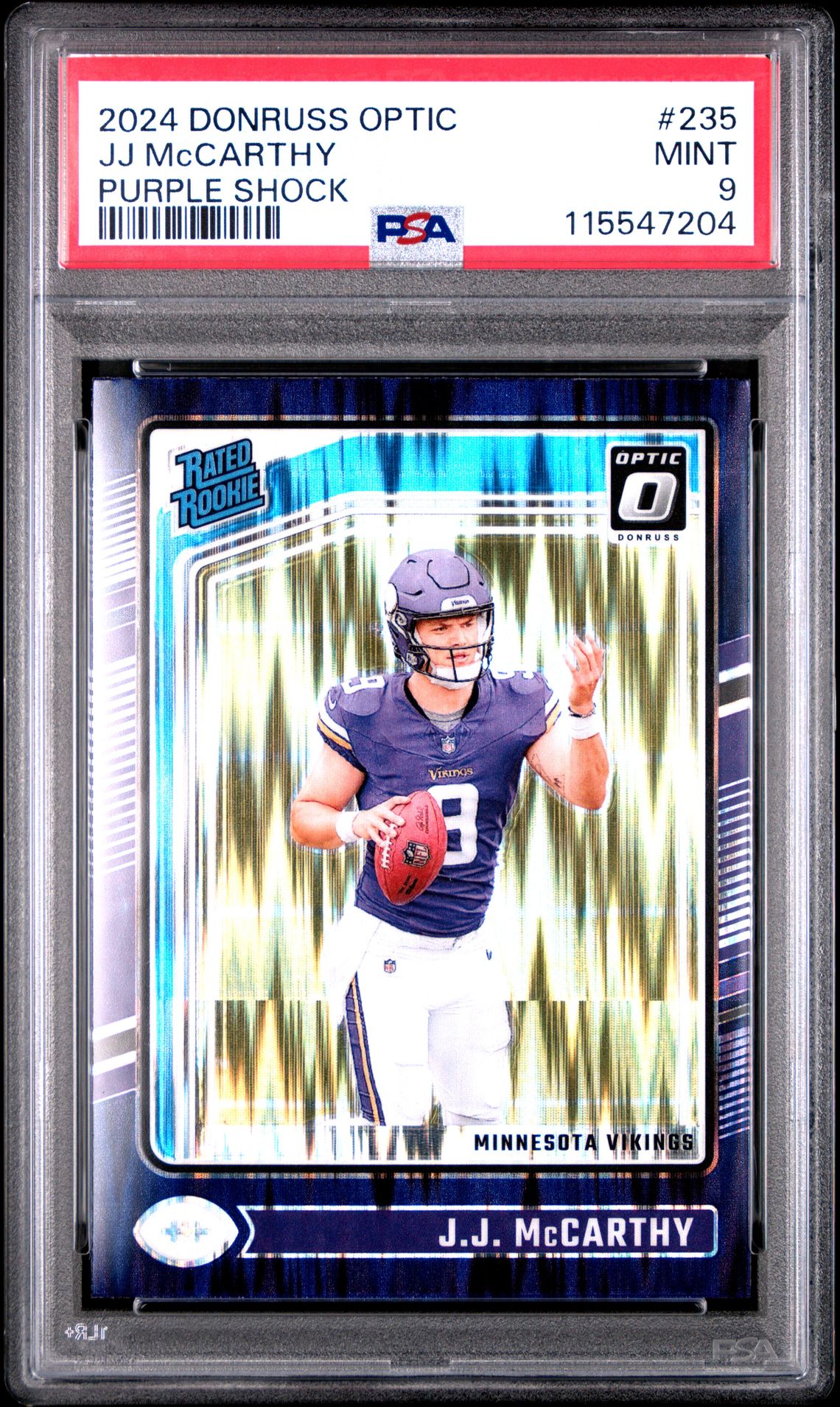 2024 Panini Donruss Optic Jj Mccarthy #235 (Purple Shock) Mint 9 front